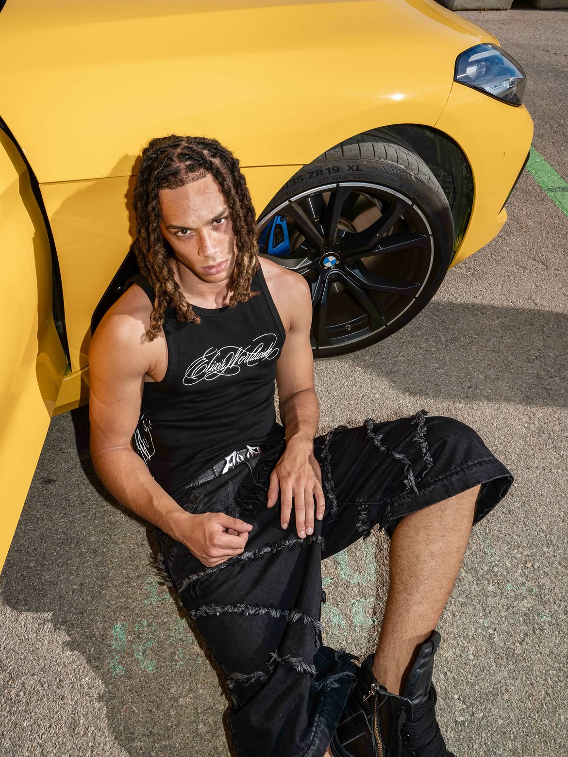 Elixir Black Cursive Tank Top