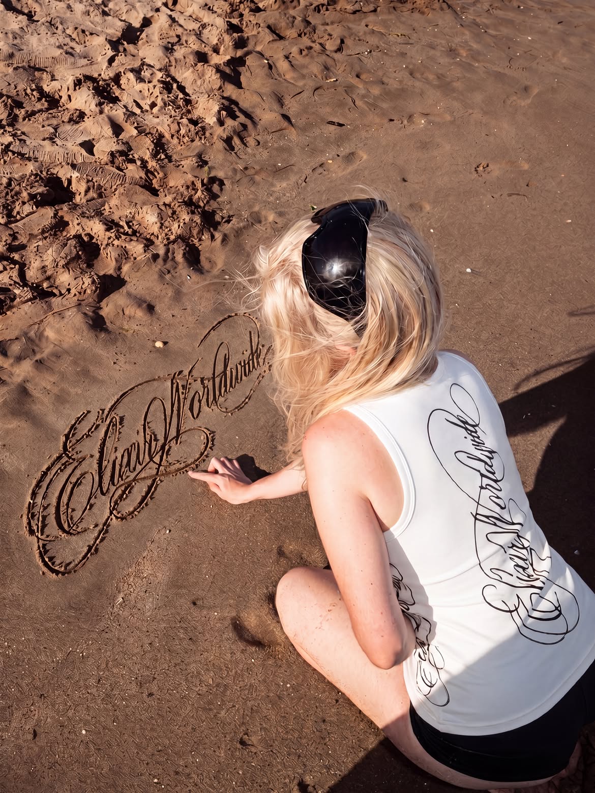 Elixir White Cursive Tank Top