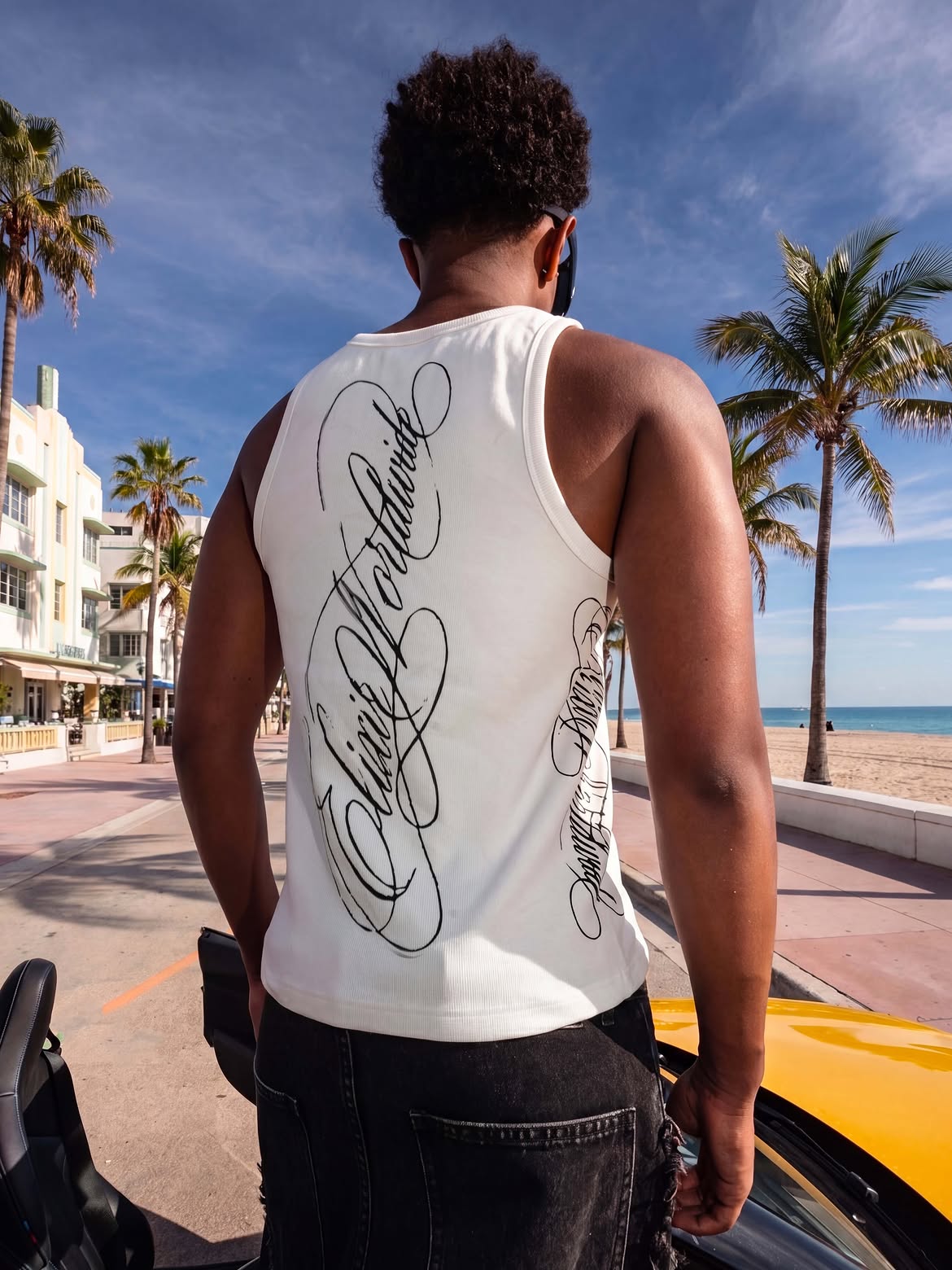 Elixir White Cursive Tank Top