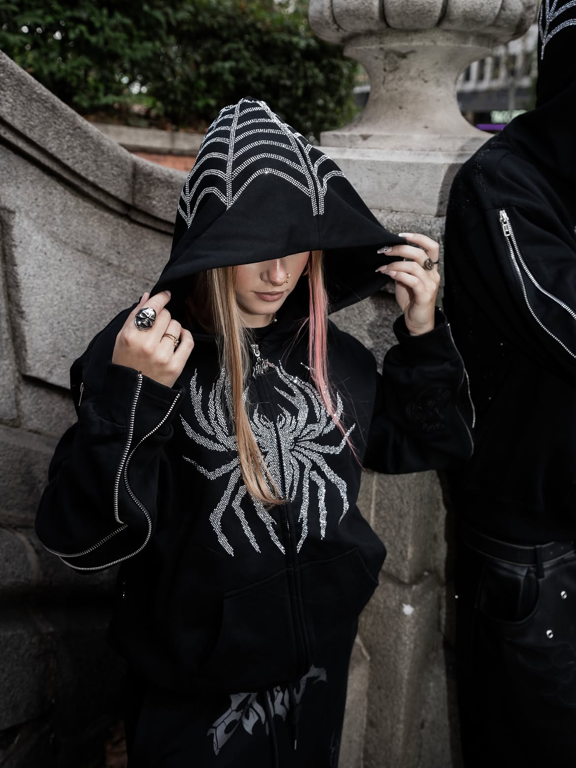 Elixir Spider Rhinestones Zip-Up