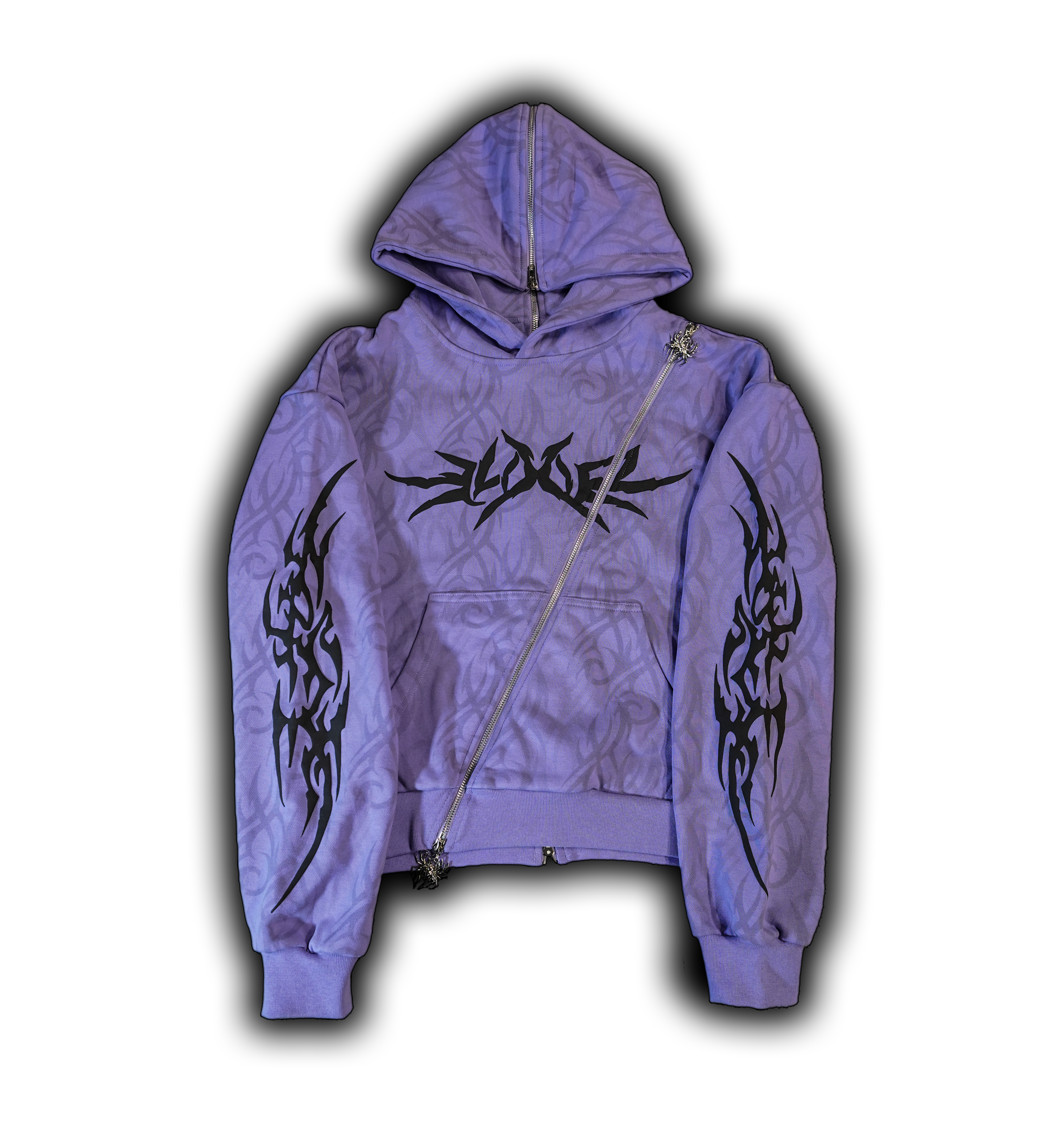 Elixir Diagonal Tribal Purple Zip-Up