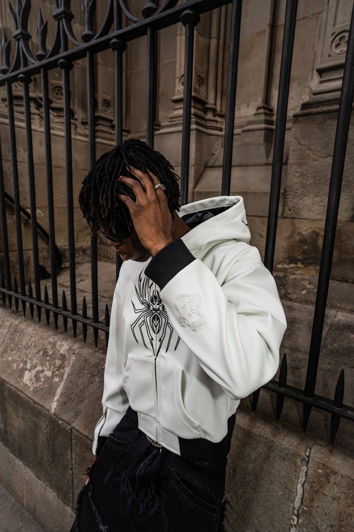 Elixir Spider White Leather Jacket