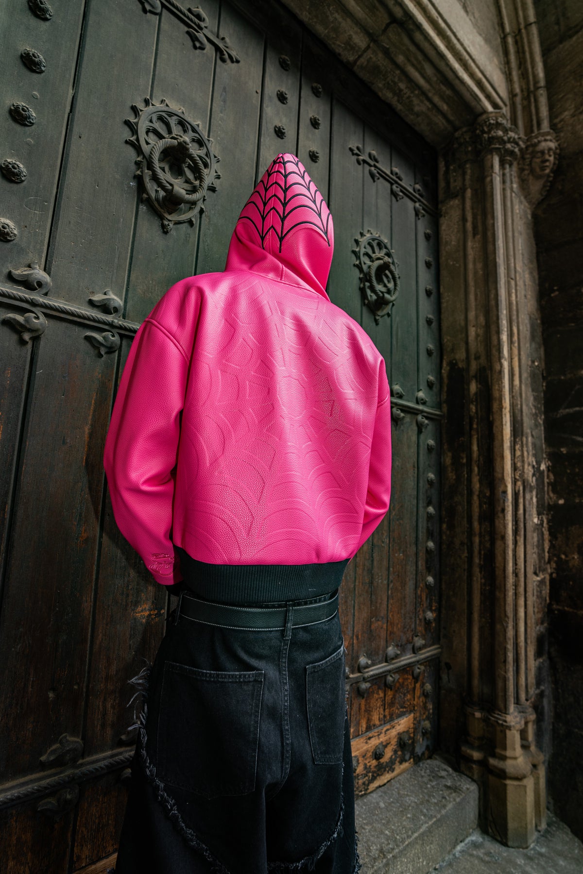 Elixir Spider Pink-Black Leather Jacket