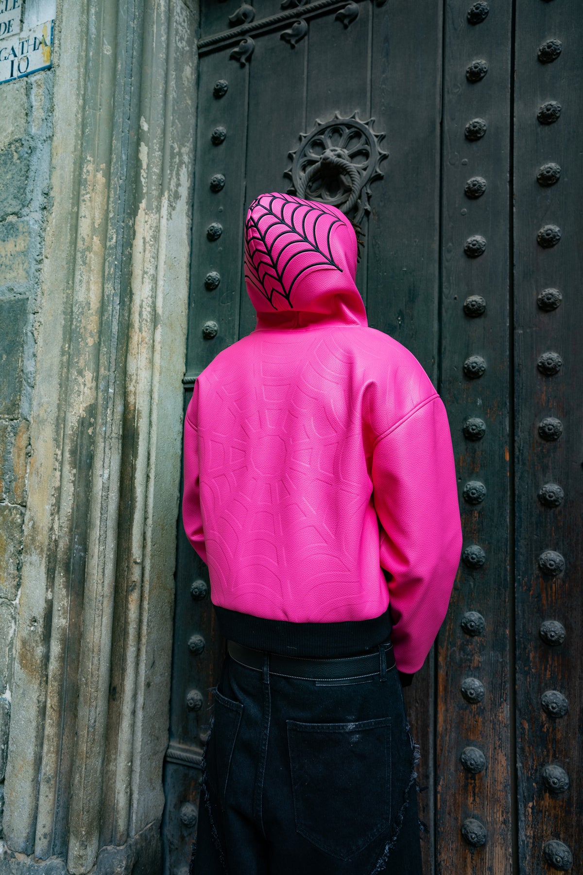 Elixir Spider Pink-Black Leather Jacket