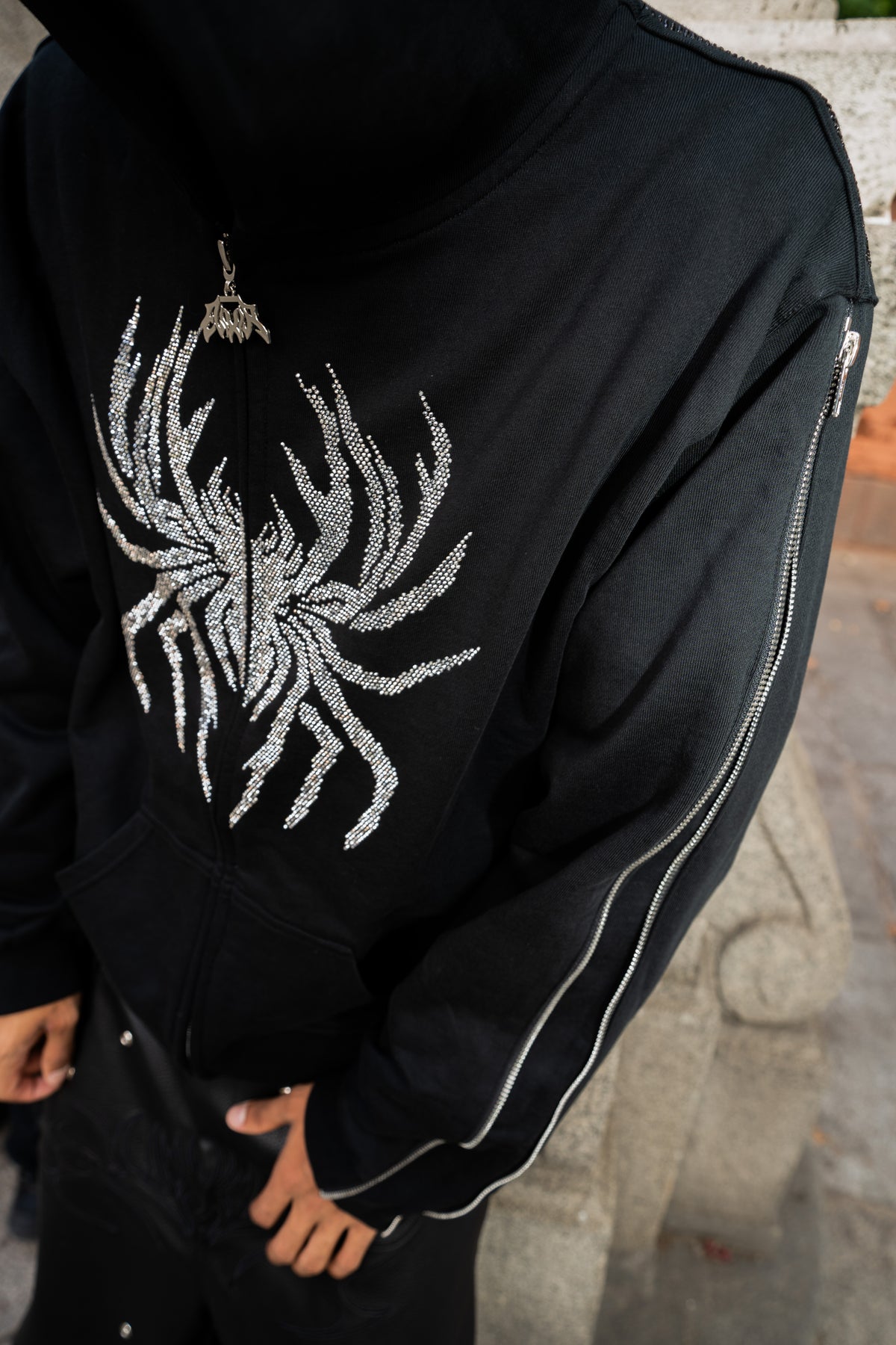 Elixir Spider Rhinestones Zip-Up
