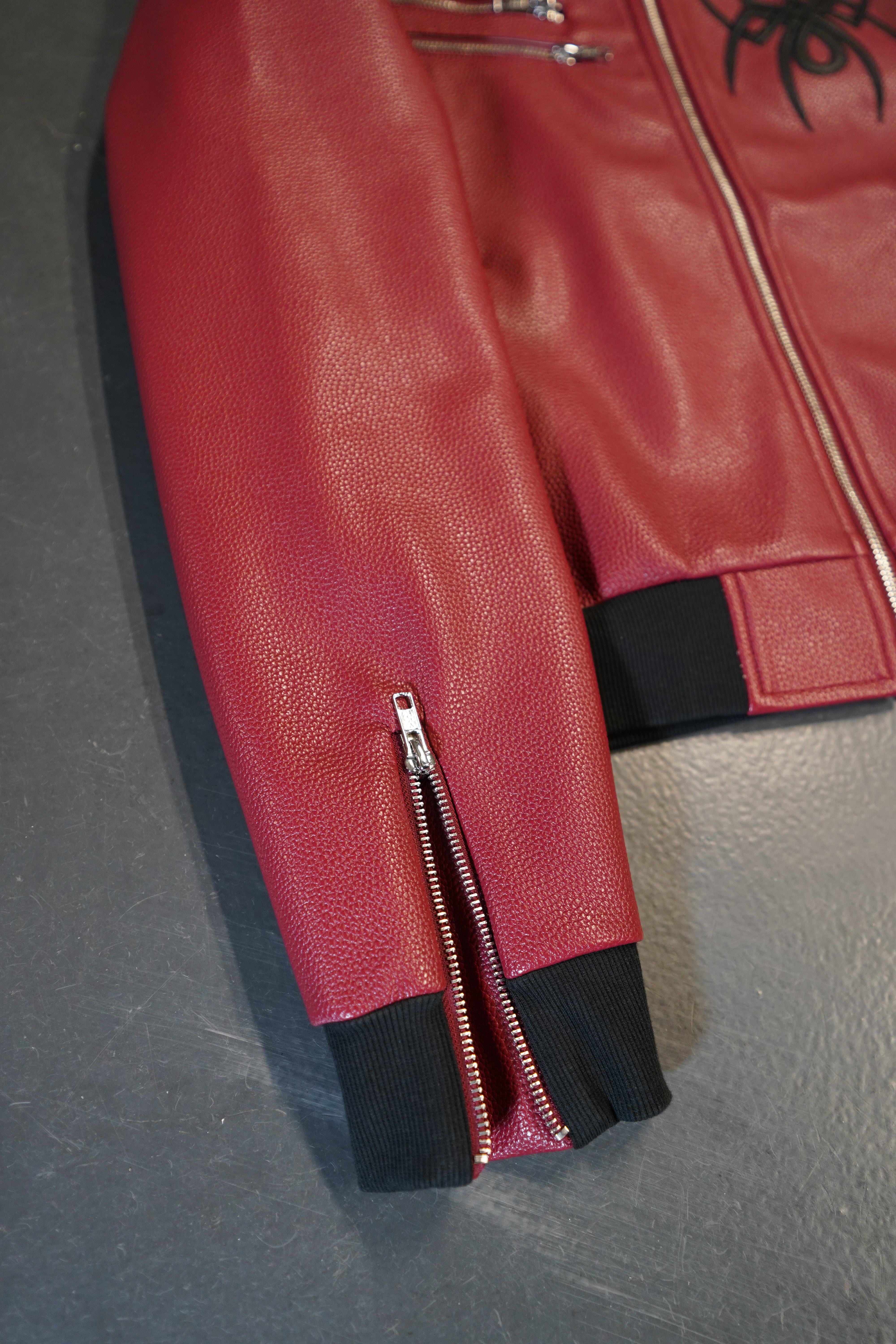 Elixir Red Leather Fur Detachable Jacket