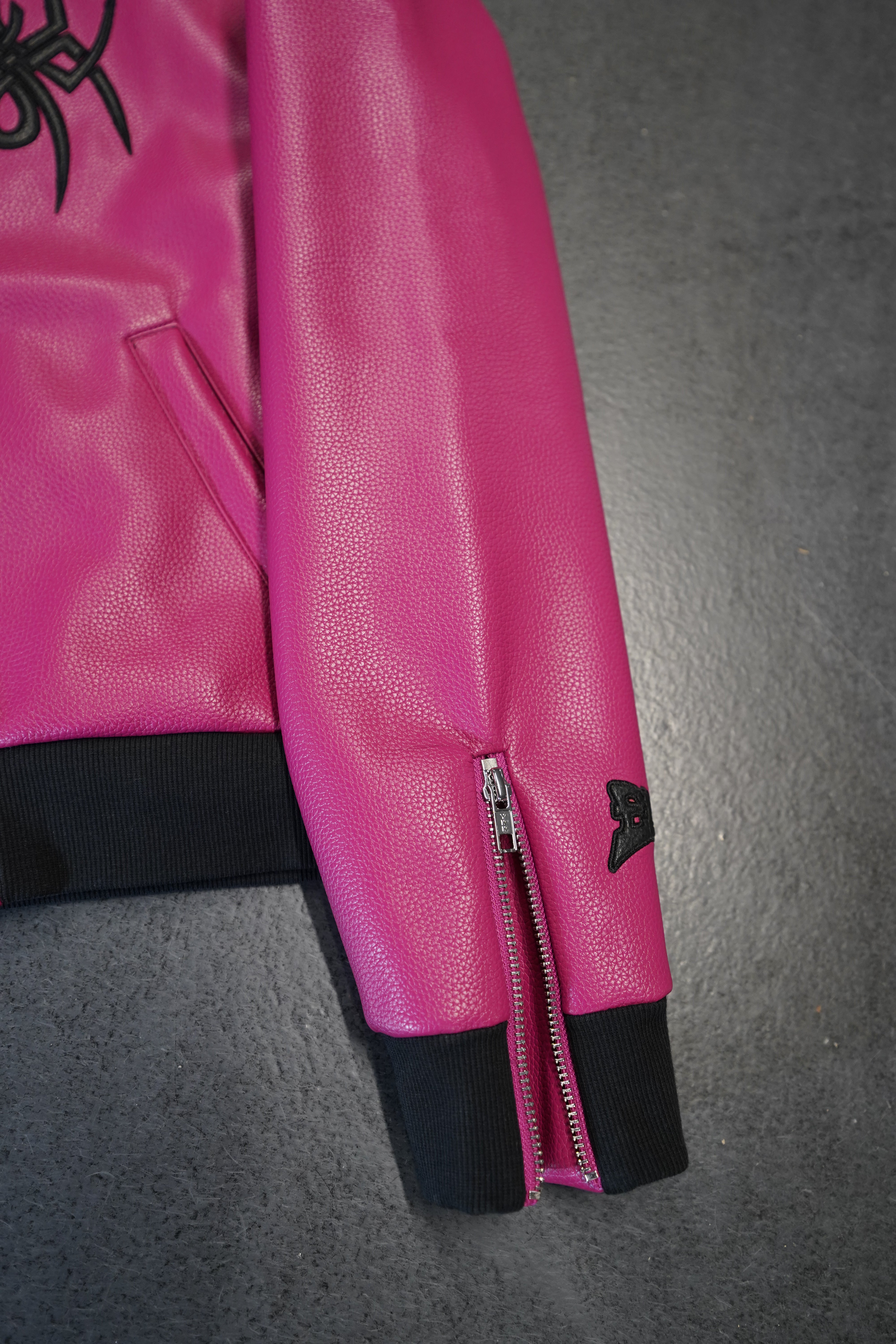 Elixir Pink Leather Fur Detachable Jacket