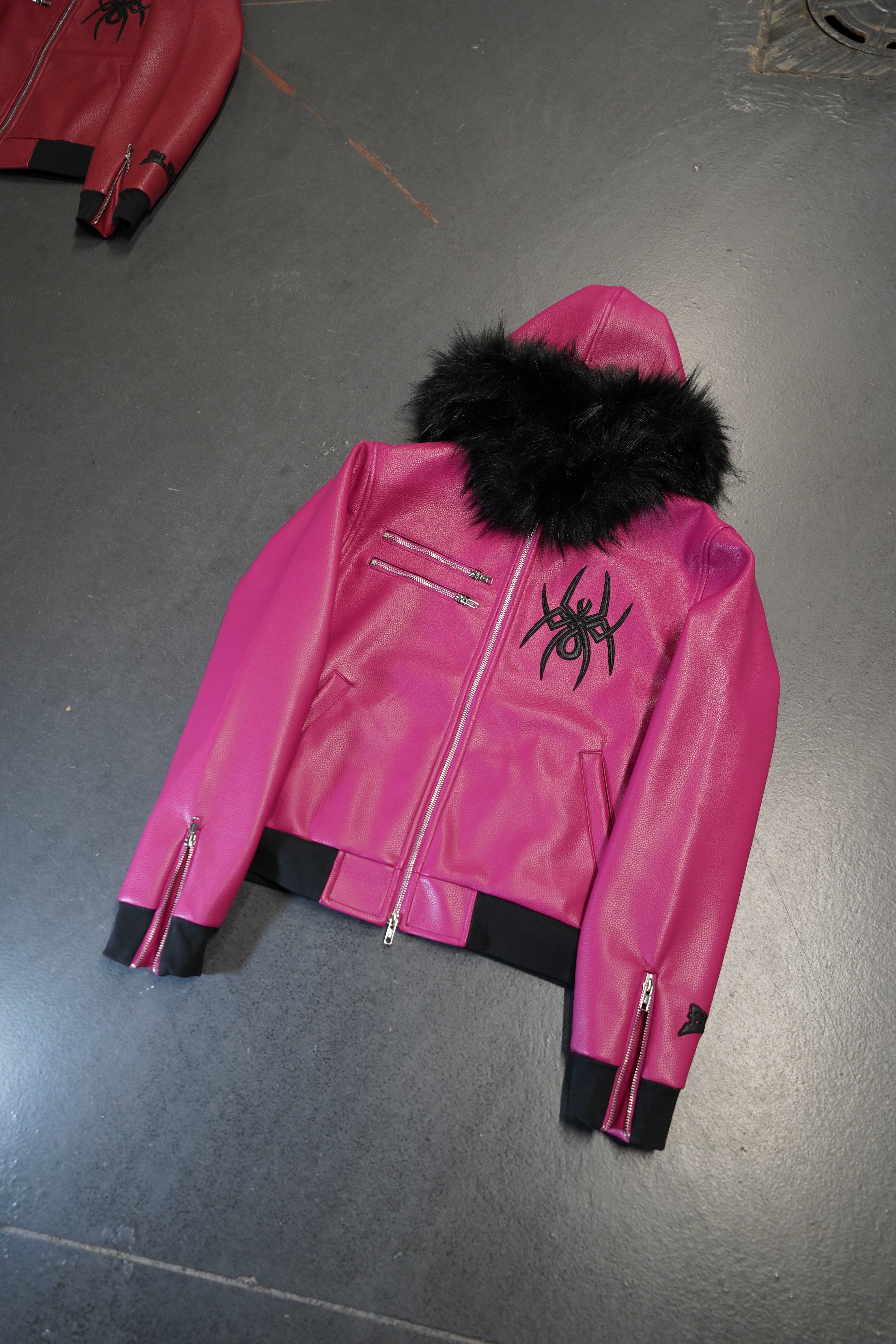 Elixir Pink Leather Fur Detachable Jacket