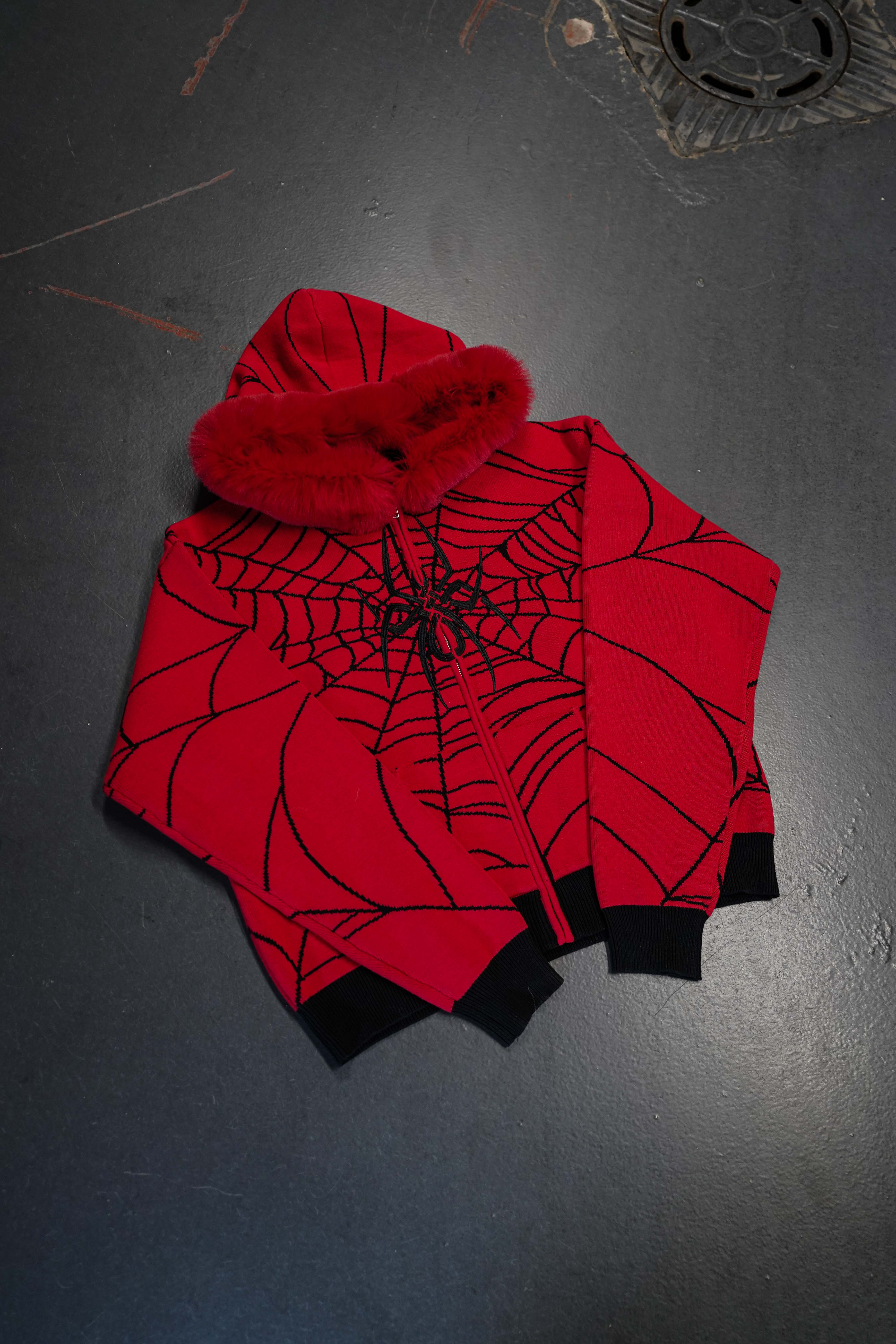 Elixir Detachable Fur Red Zip-Up