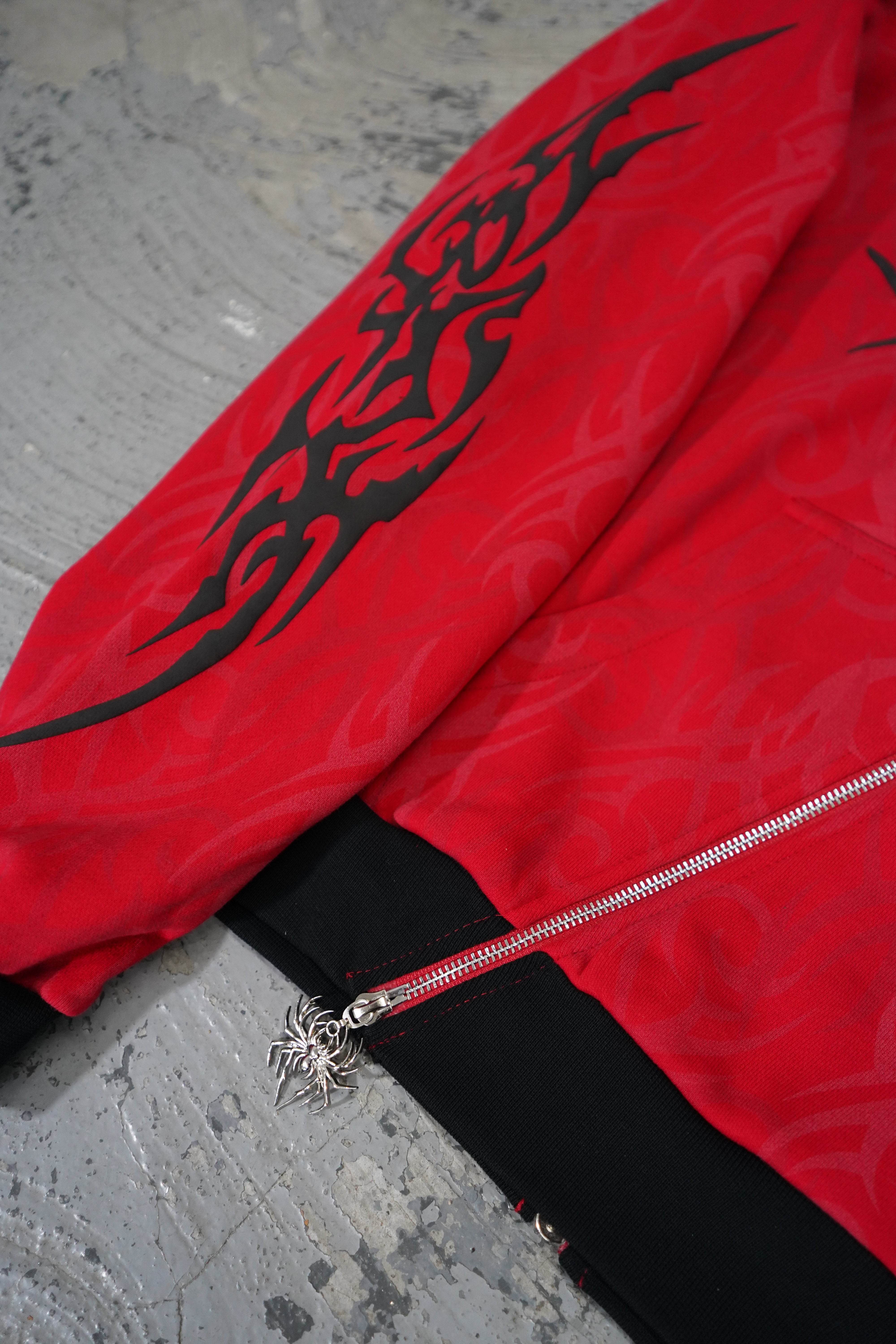 Elixir Diagonal Tribal Red Zip-Up