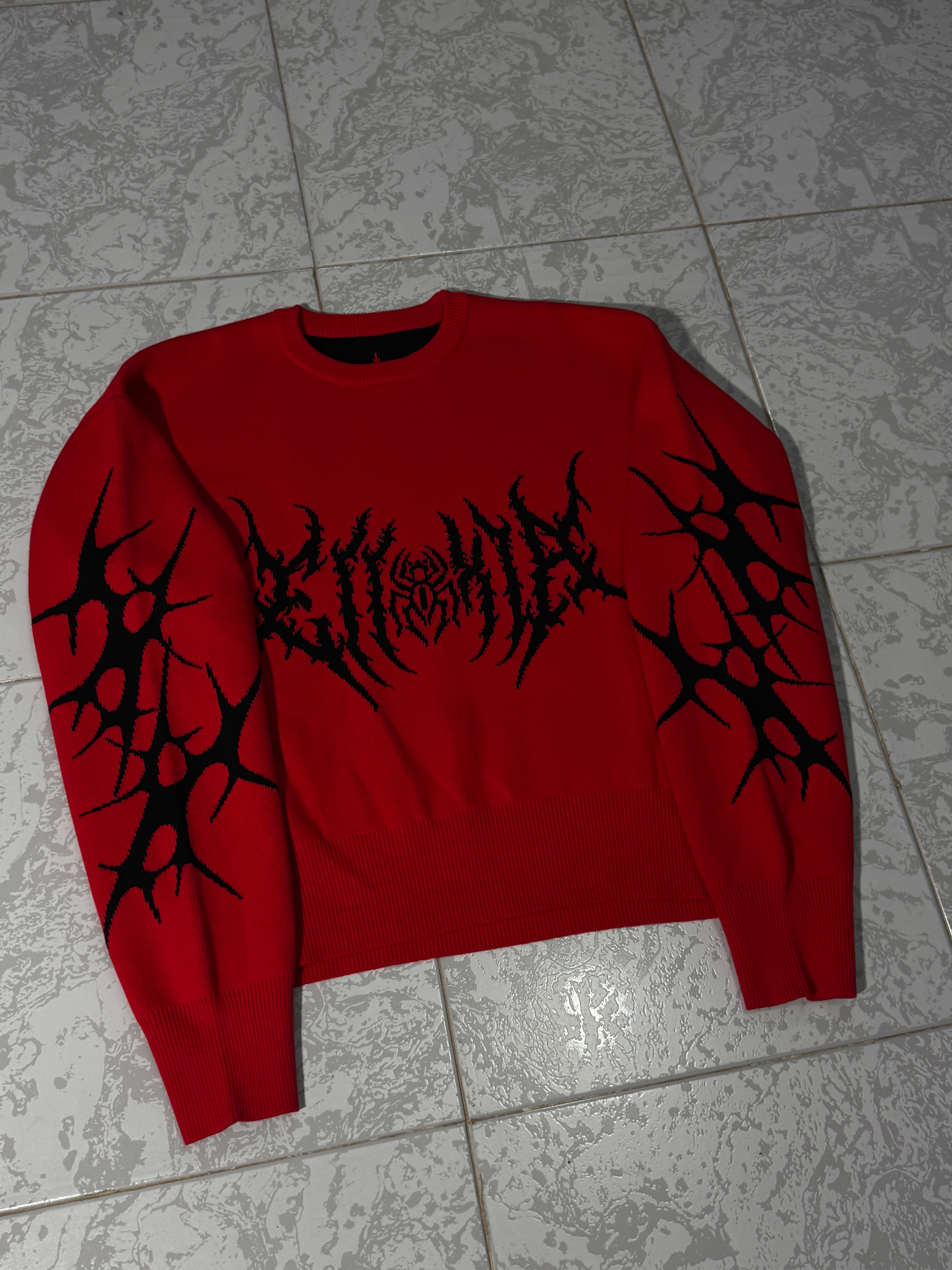 Elixir Red Tribal Sweater