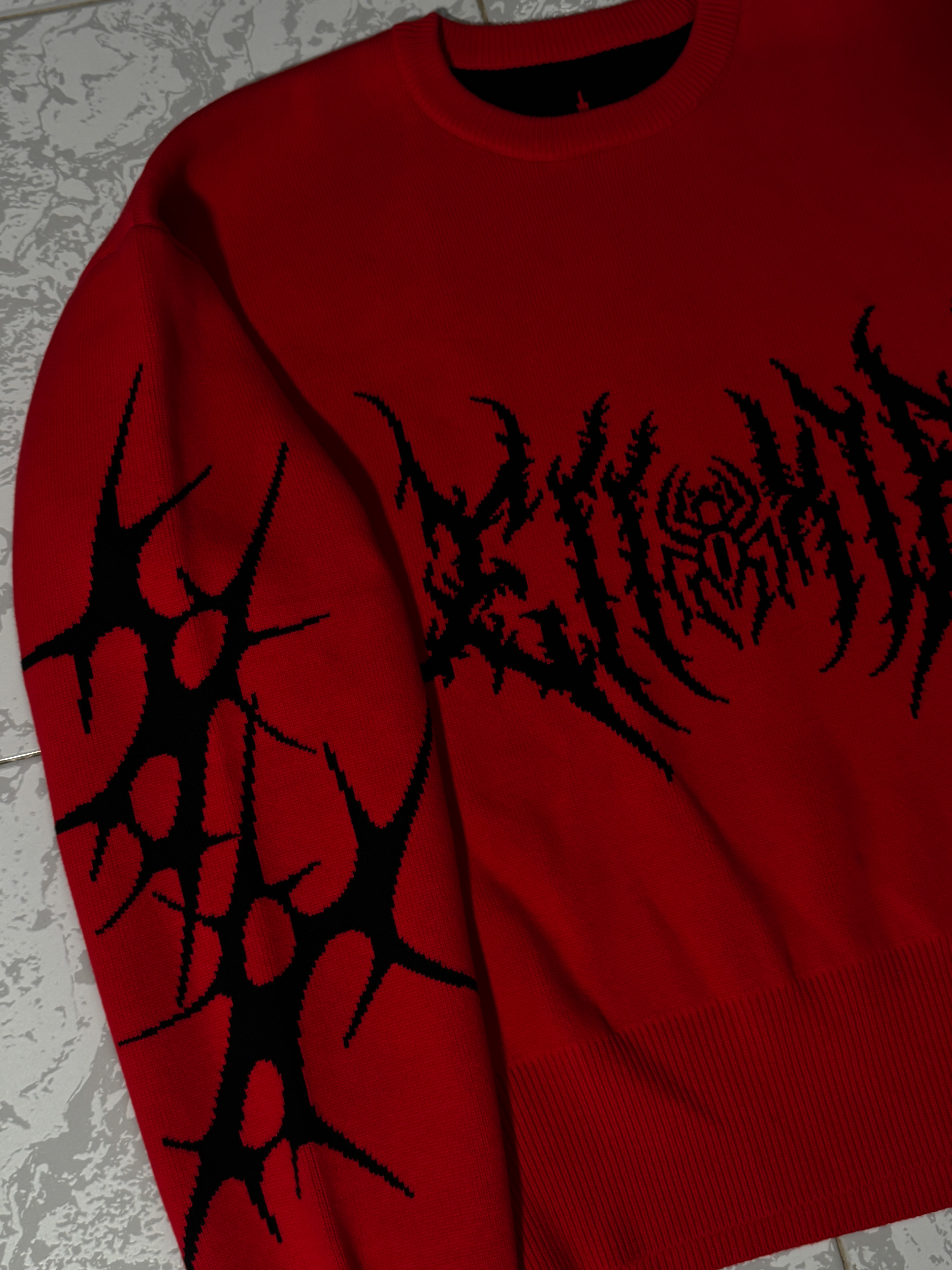 Elixir Red Tribal Sweater