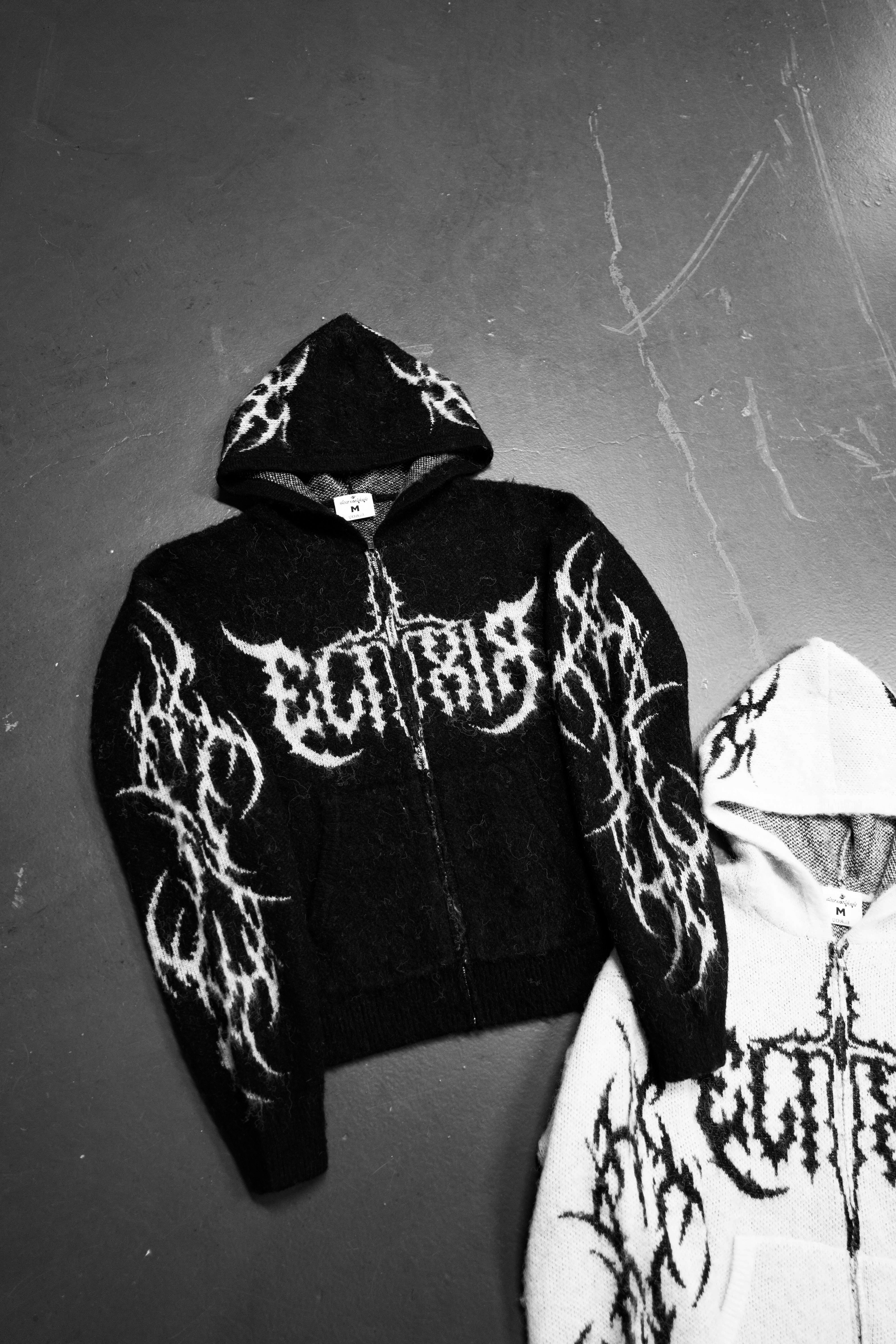 Elixir Black Cross Mohair Zip-Up