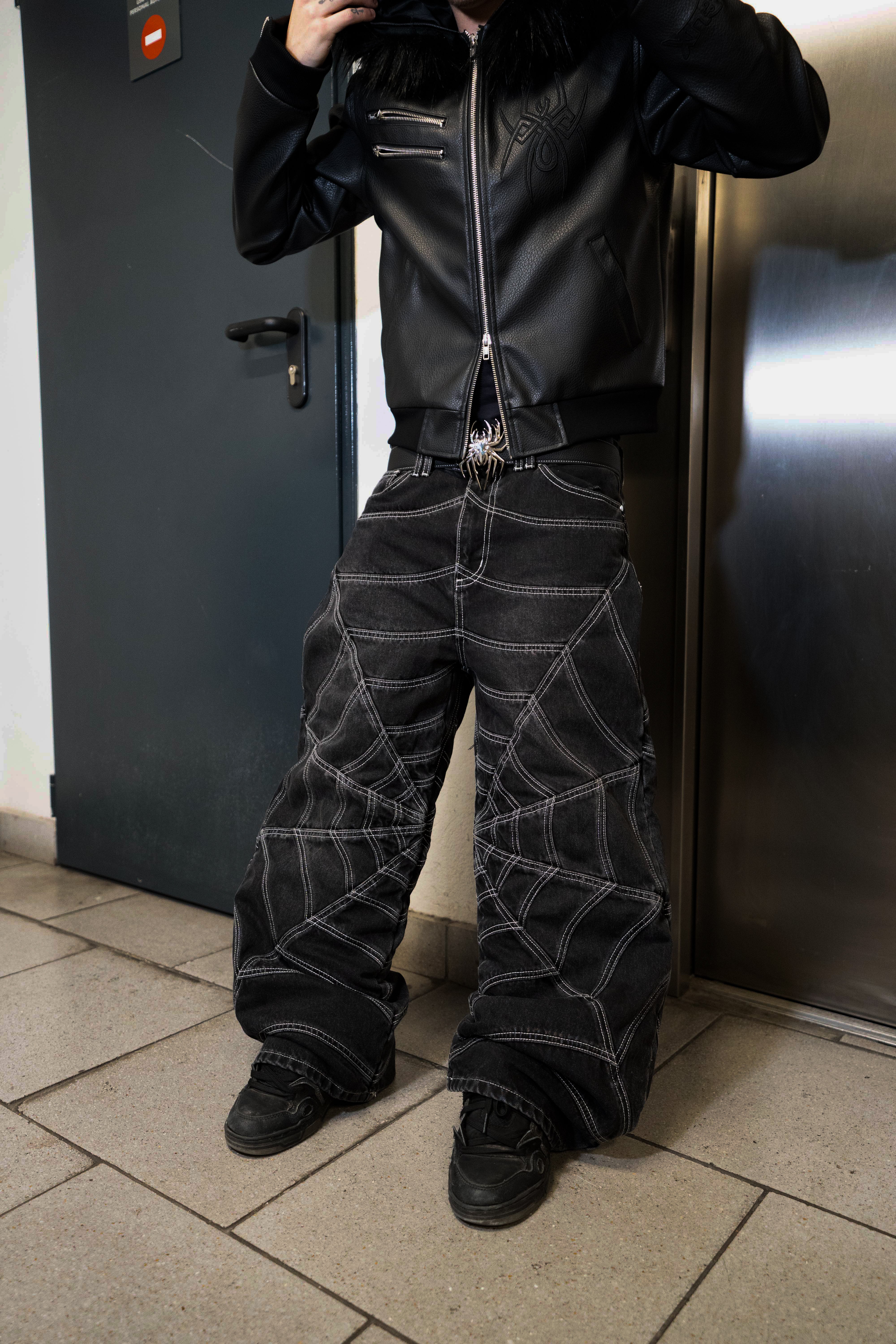 Elixir SpiderWeb Black-White Seams Jeans