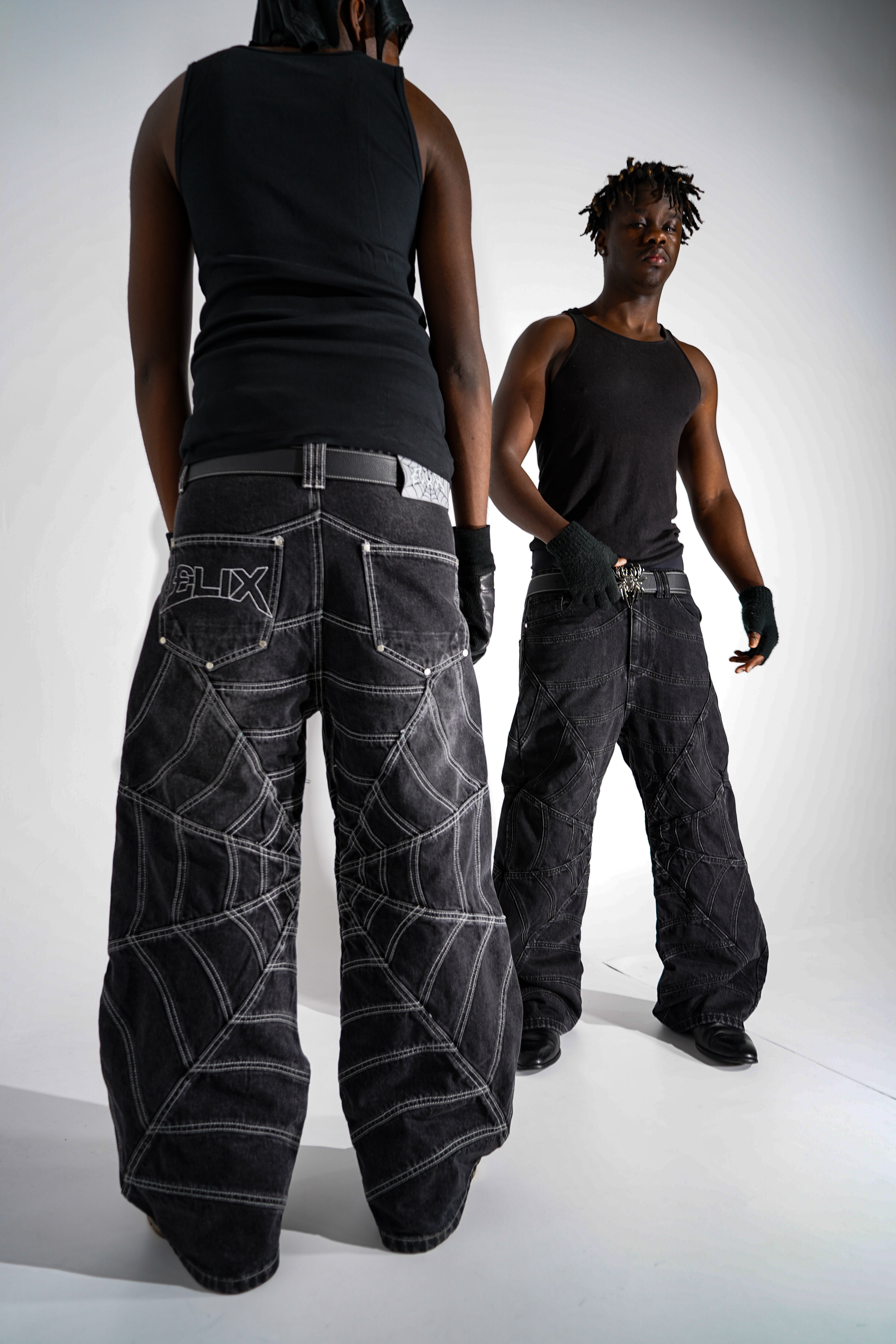 Elixir SpiderWeb Black-White Seams Jeans