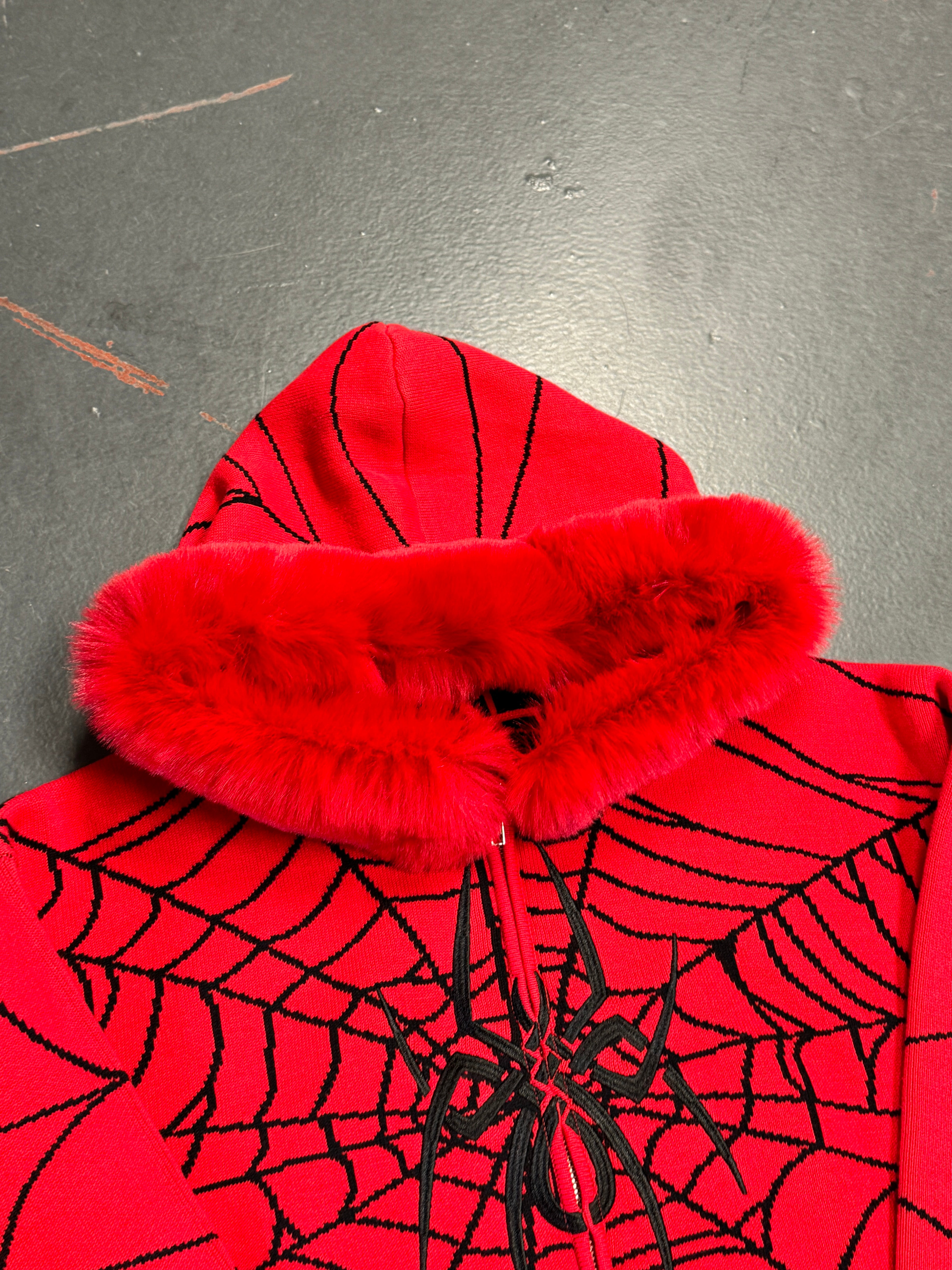 Elixir Detachable Fur Red Zip-Up