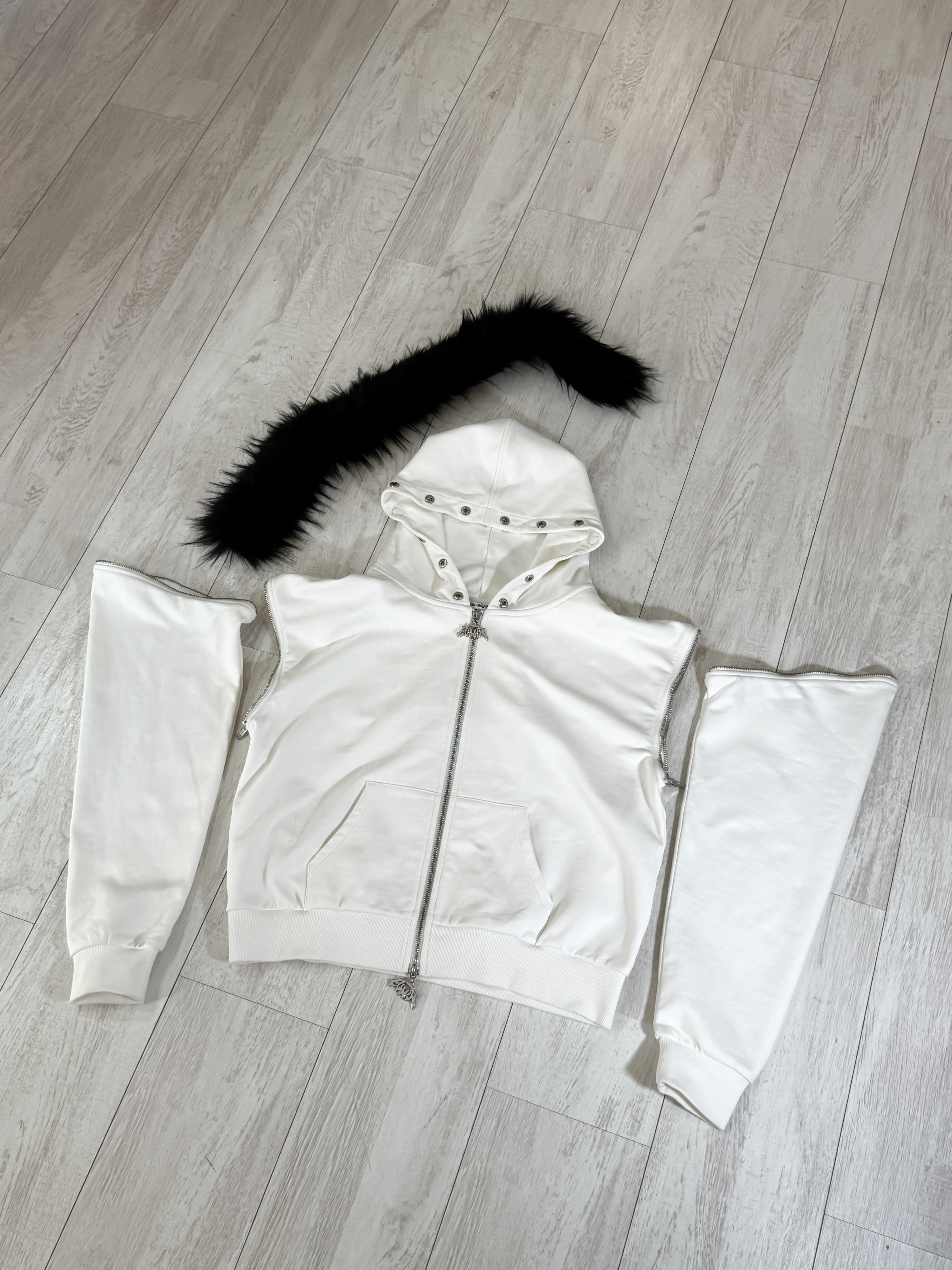 Elixir Detachable White Tracksuit Zip Up