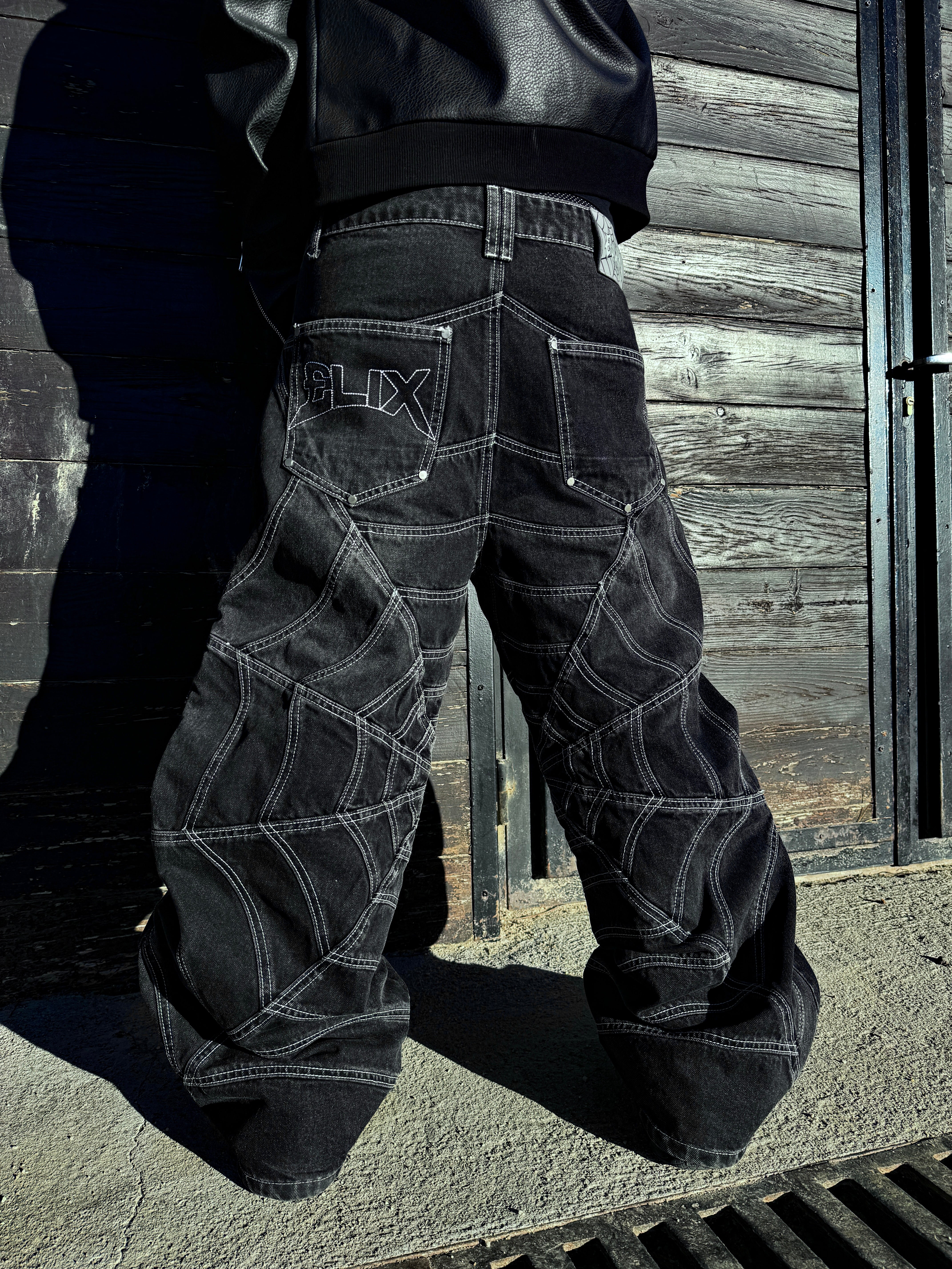 Elixir SpiderWeb Black-White Seams Jeans