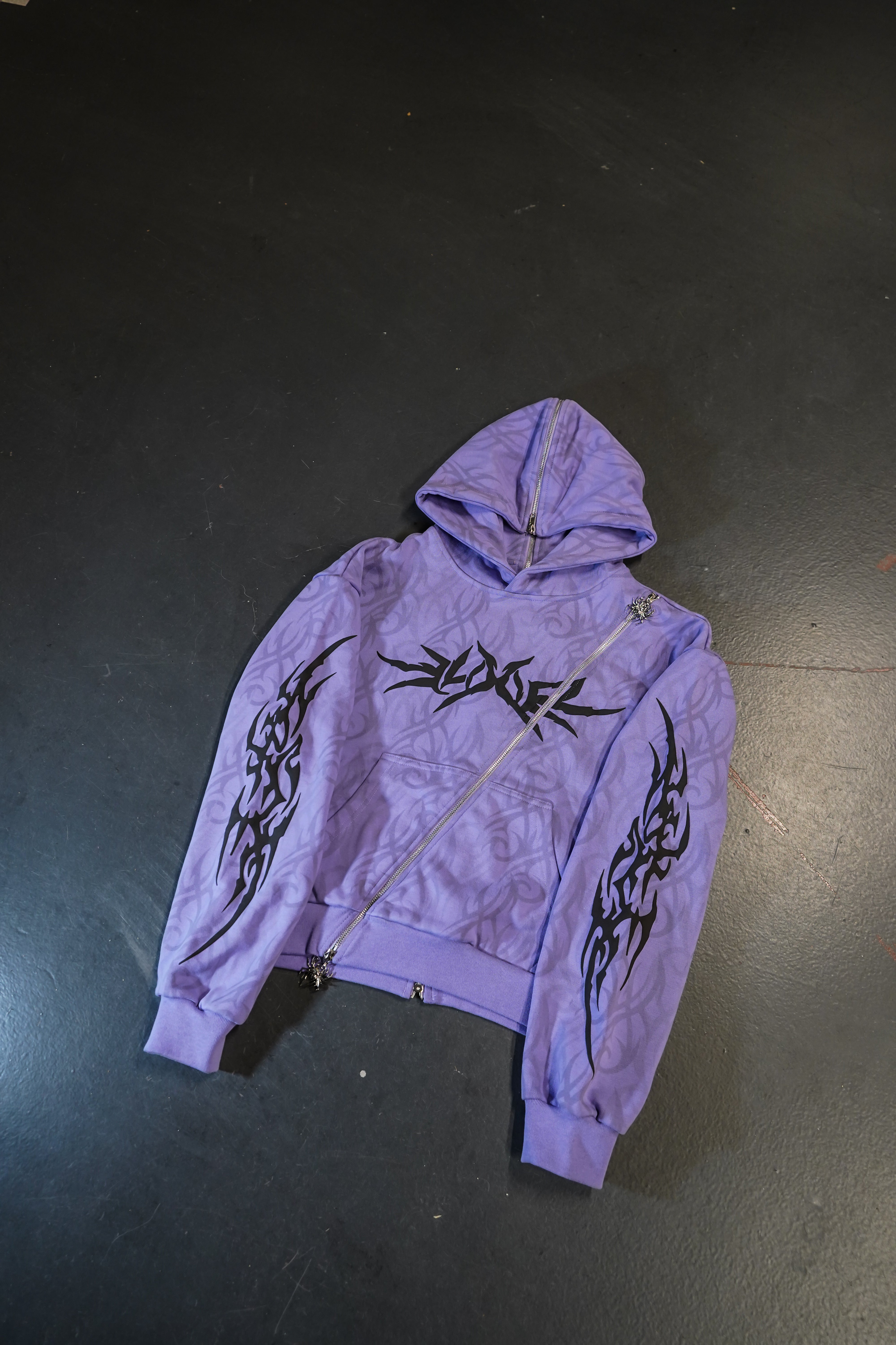 Elixir Diagonal Tribal Purple Zip-Up