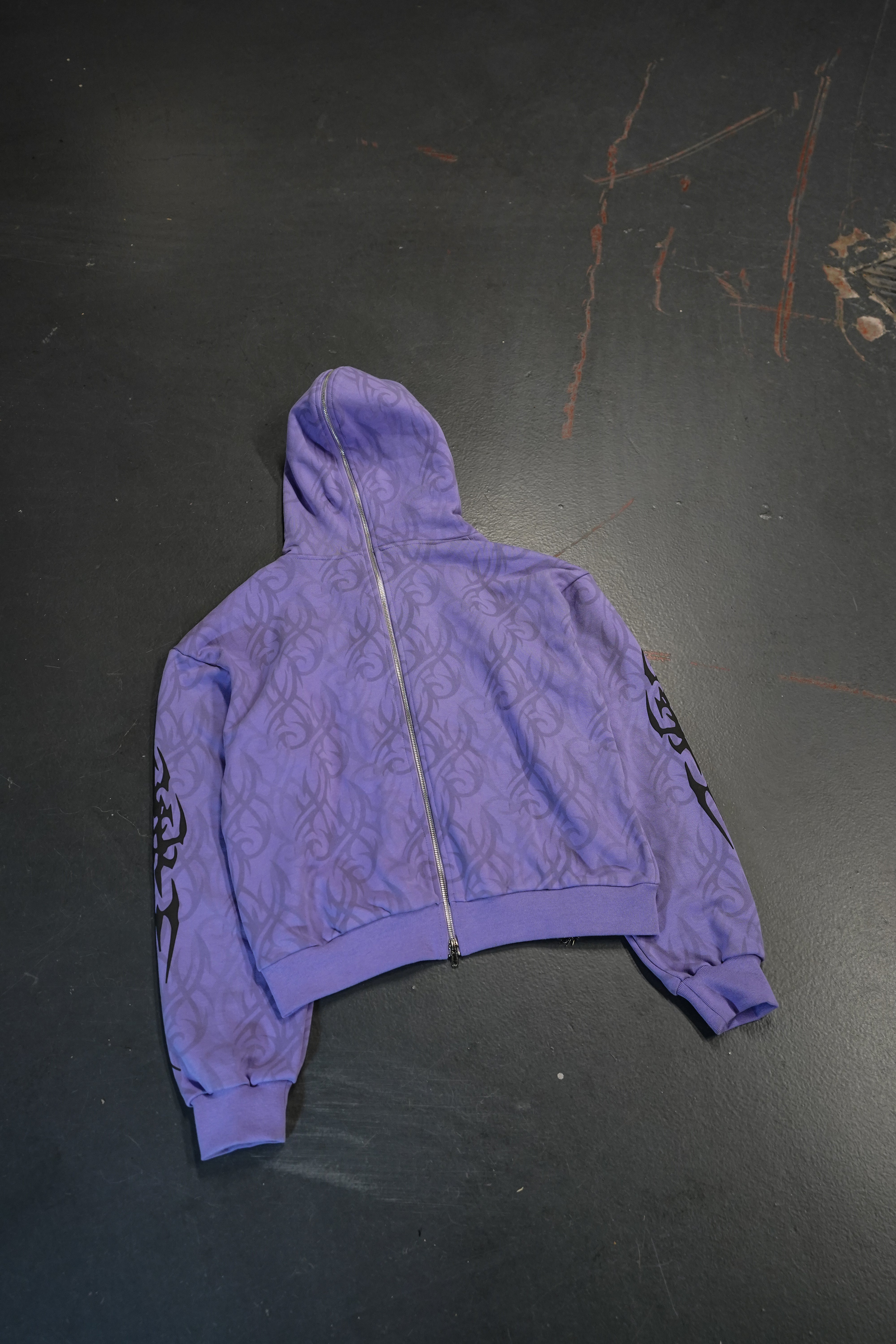 Elixir Diagonal Tribal Purple Zip-Up