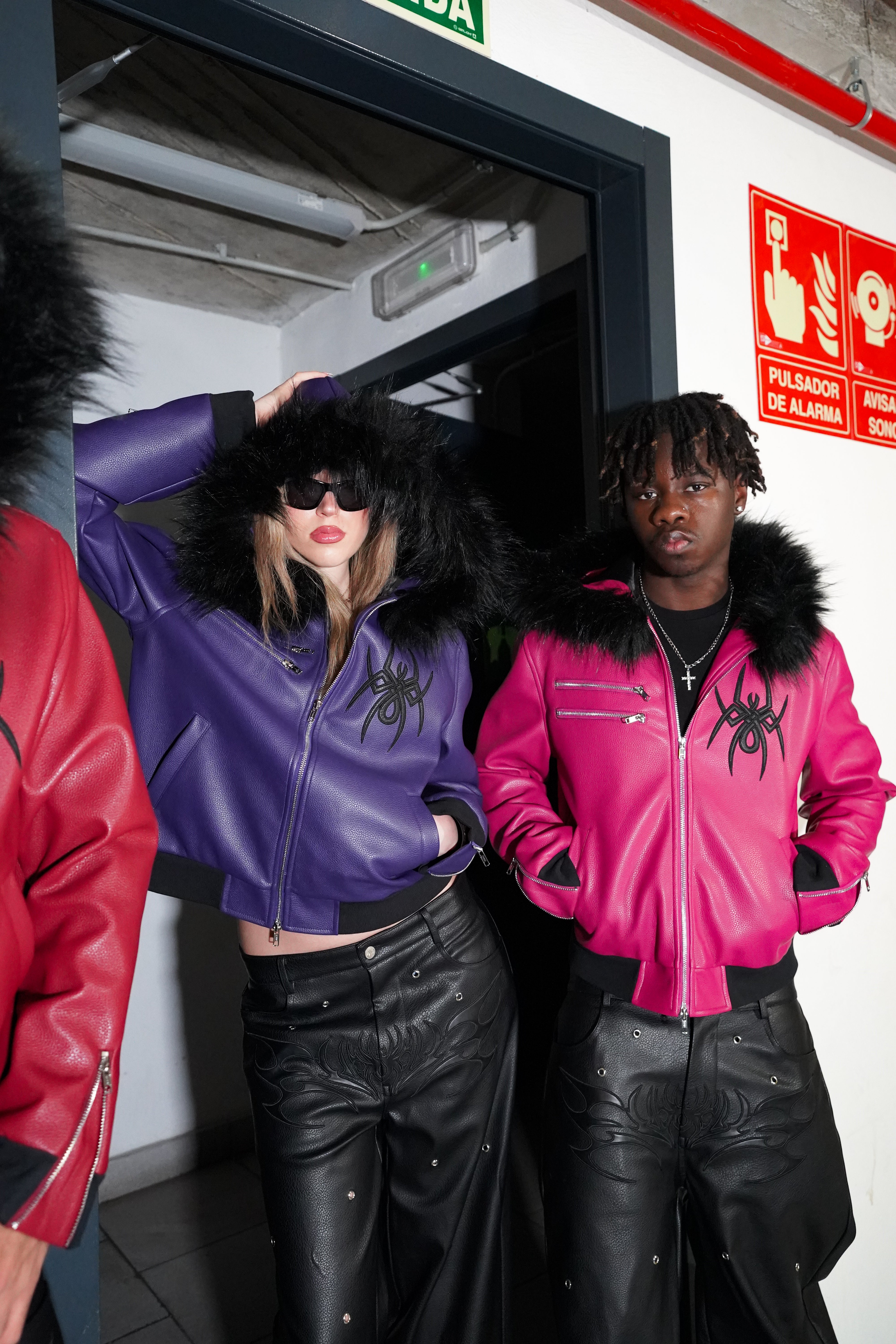 Elixir Purple Leather Fur Detachable Jacket