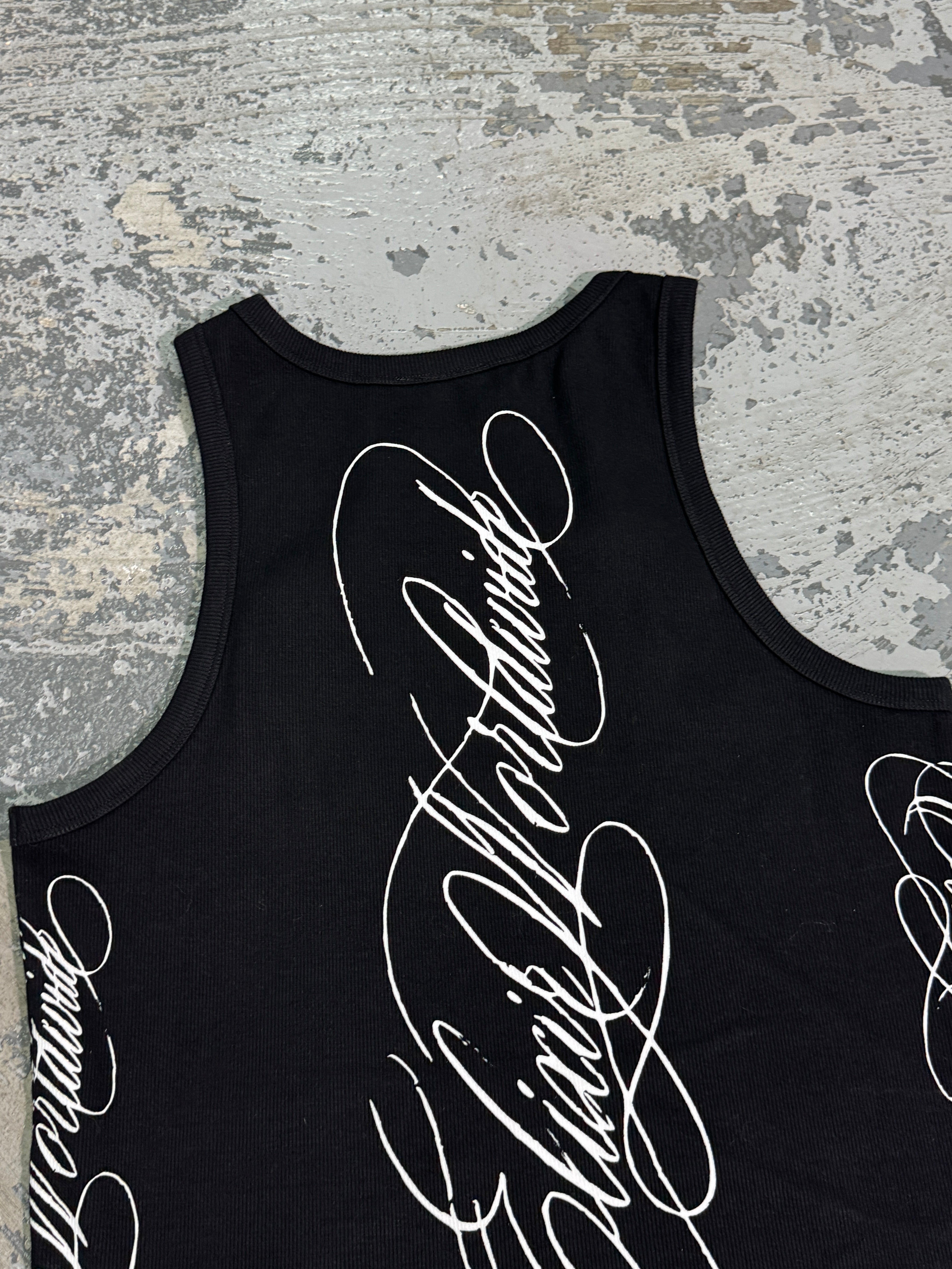 Elixir Black Cursive Tank Top