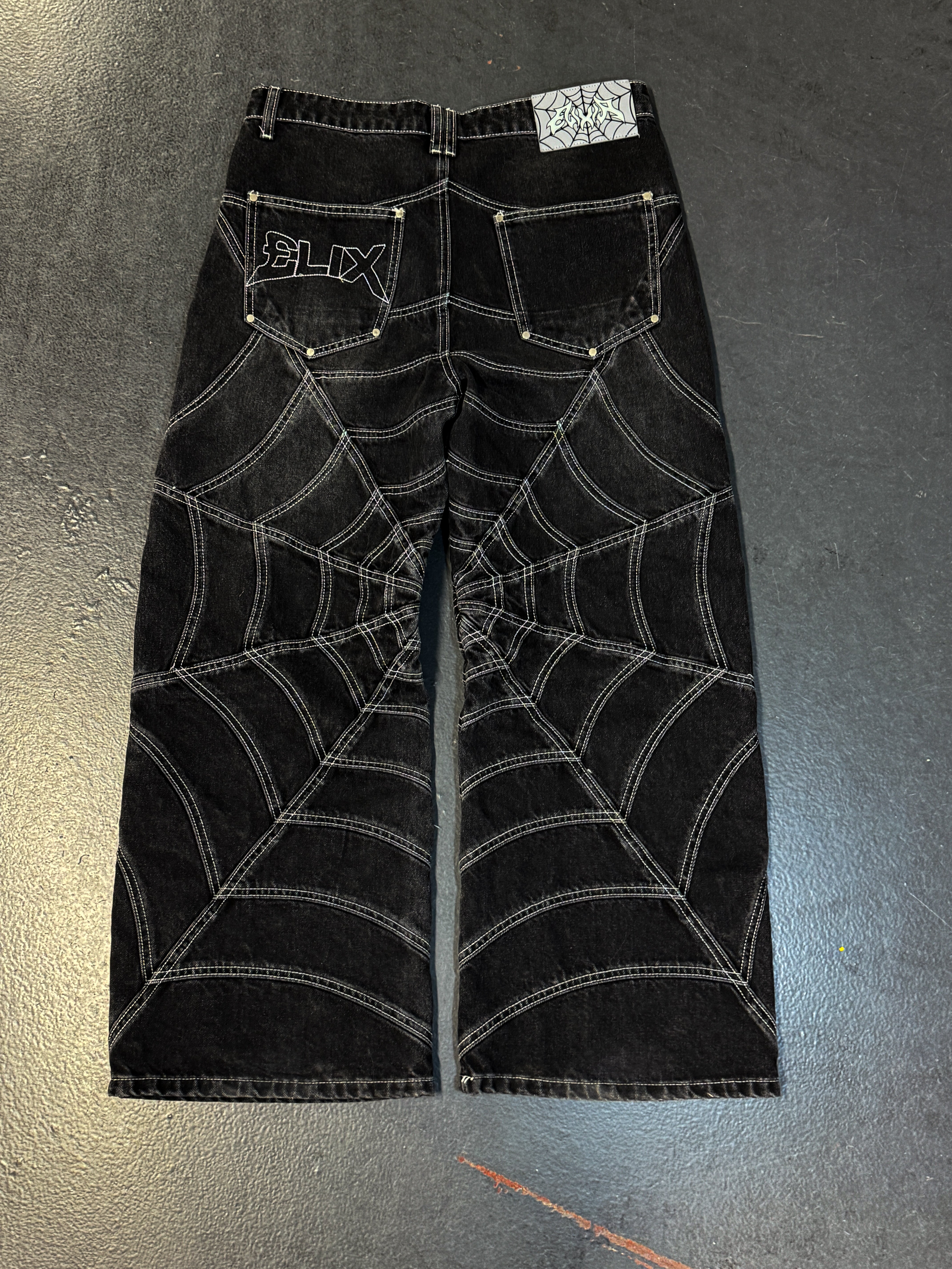 Elixir SpiderWeb Black-White Seams Jeans