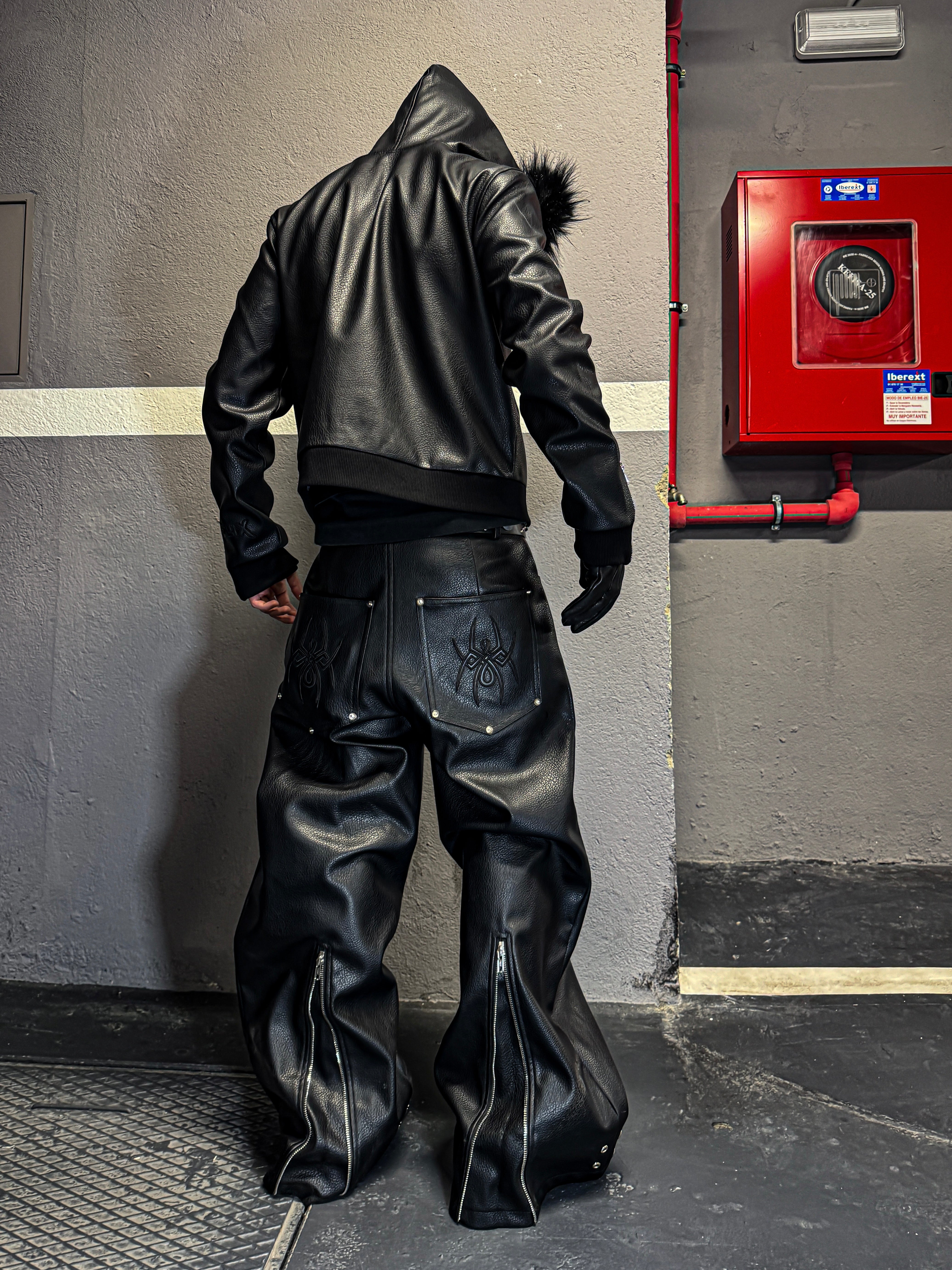 Elixir Black Leather Tribal Pants