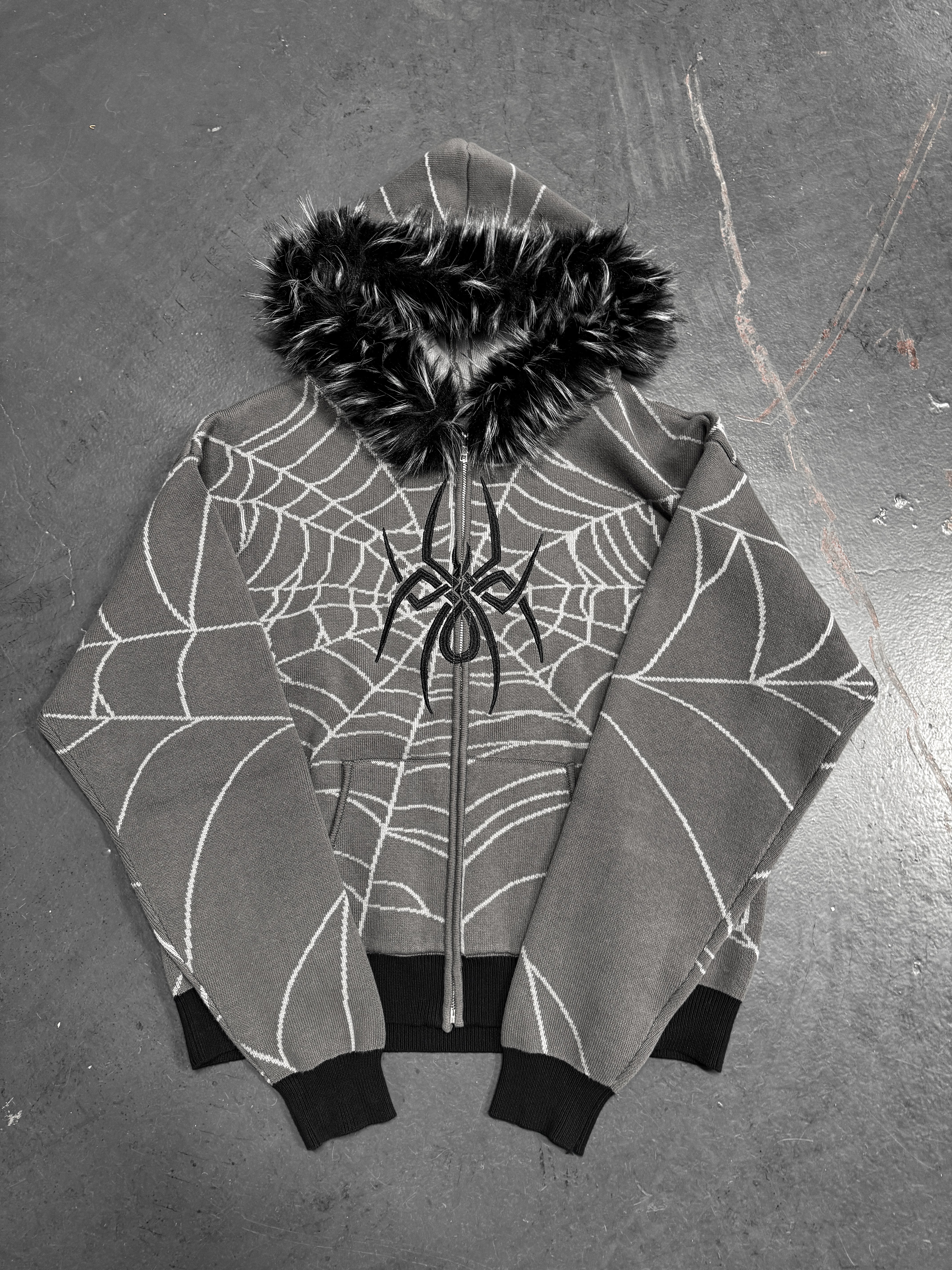 Elixir Detachable Fur Gray Zip-Up