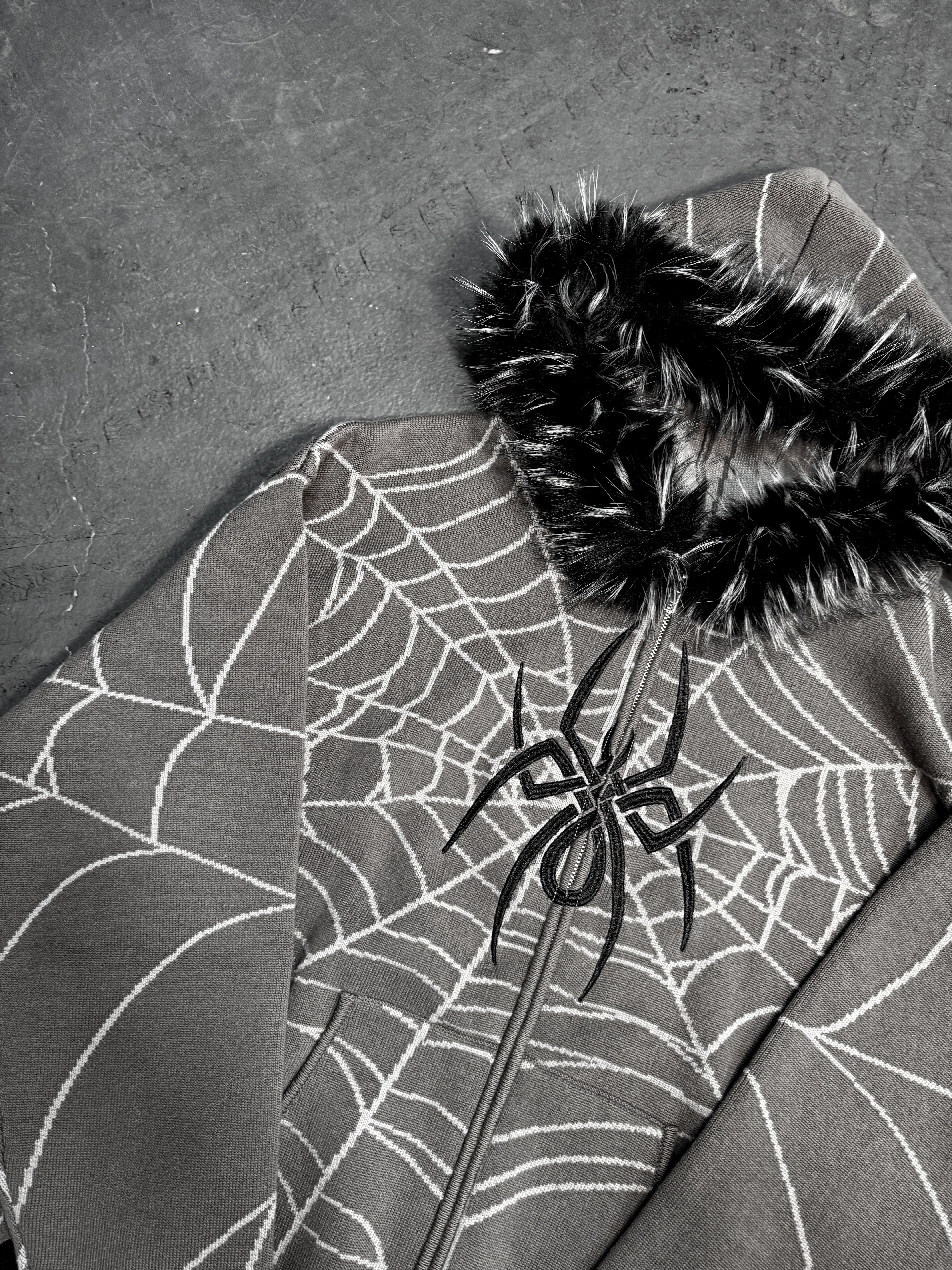 Elixir Detachable Fur Gray Zip-Up