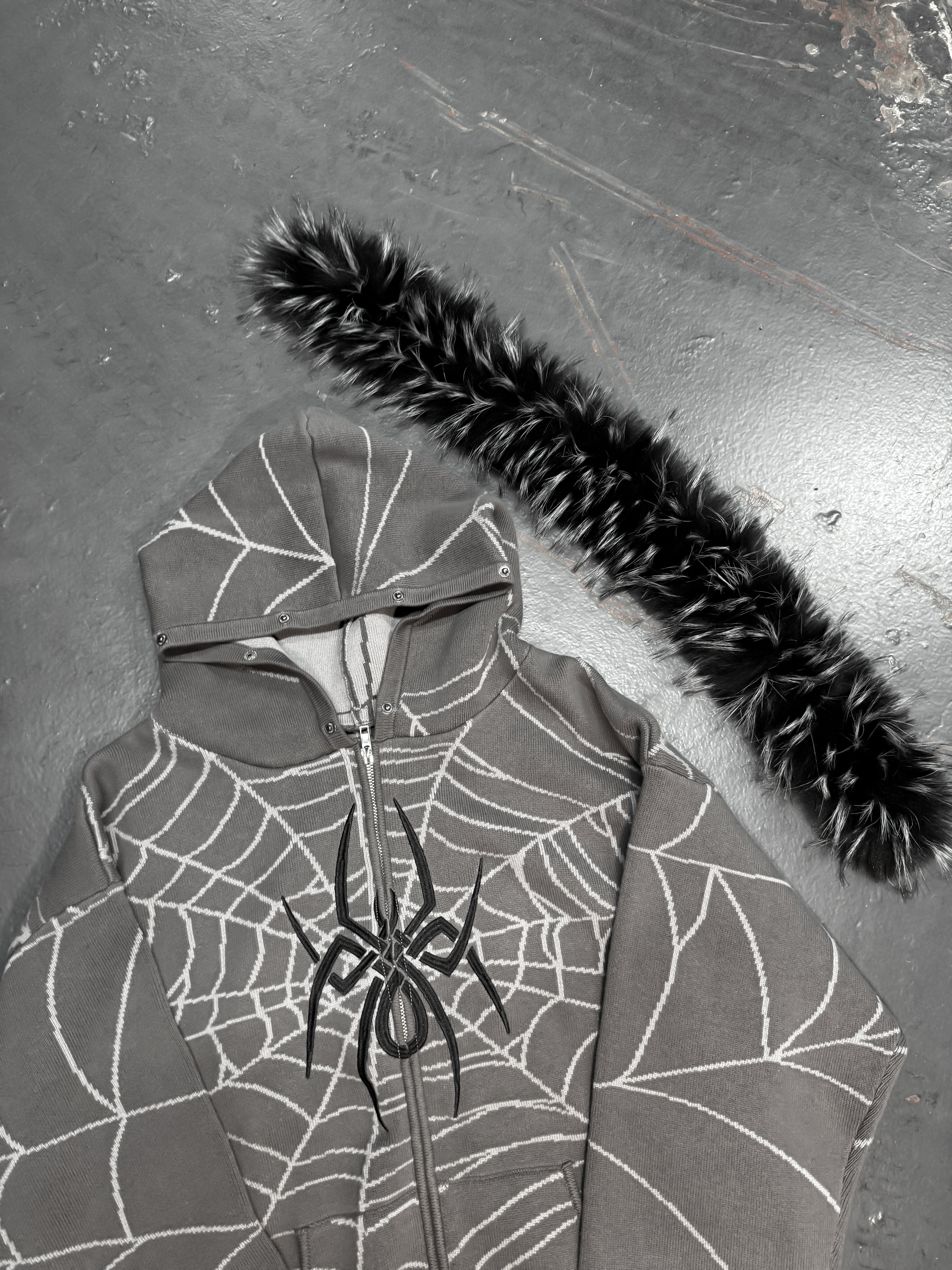 Elixir Detachable Fur Gray Zip-Up