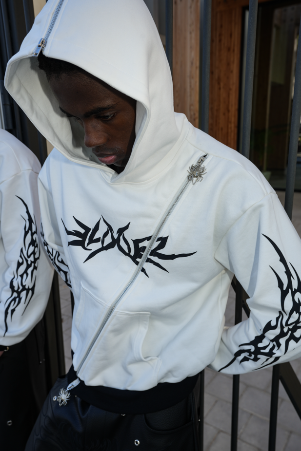 Elixir Diagonal Tribal White Zip-Up