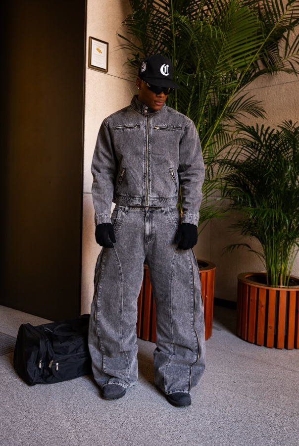 Elixir Gray Winter Denim Set Jacket