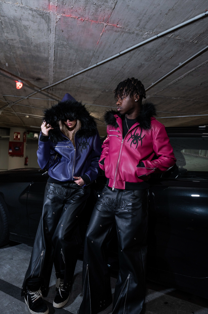 Elixir Pink Leather Fur Detachable Jacket