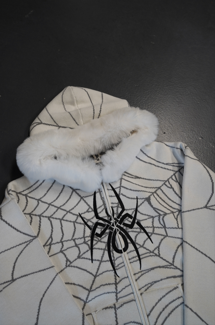 Elixir Detachable Fur White Zip-Up