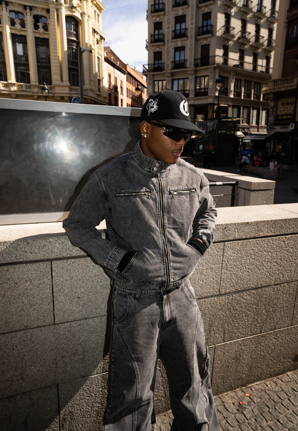 Elixir Gray Winter Denim Set Jacket