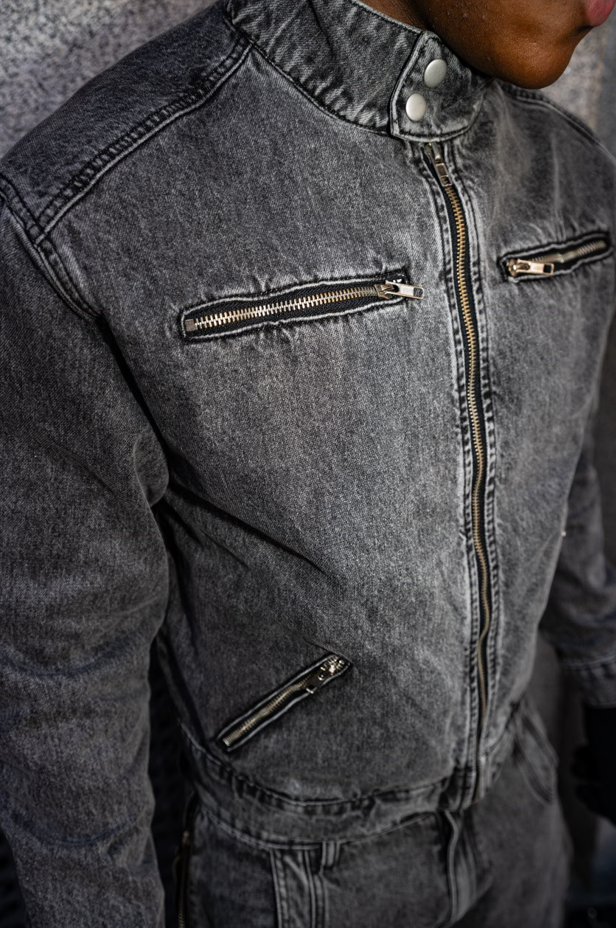Elixir Gray Winter Denim Set Jacket