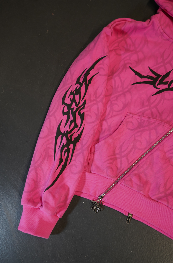 Elixir Diagonal Tribal Pink Zip-Up