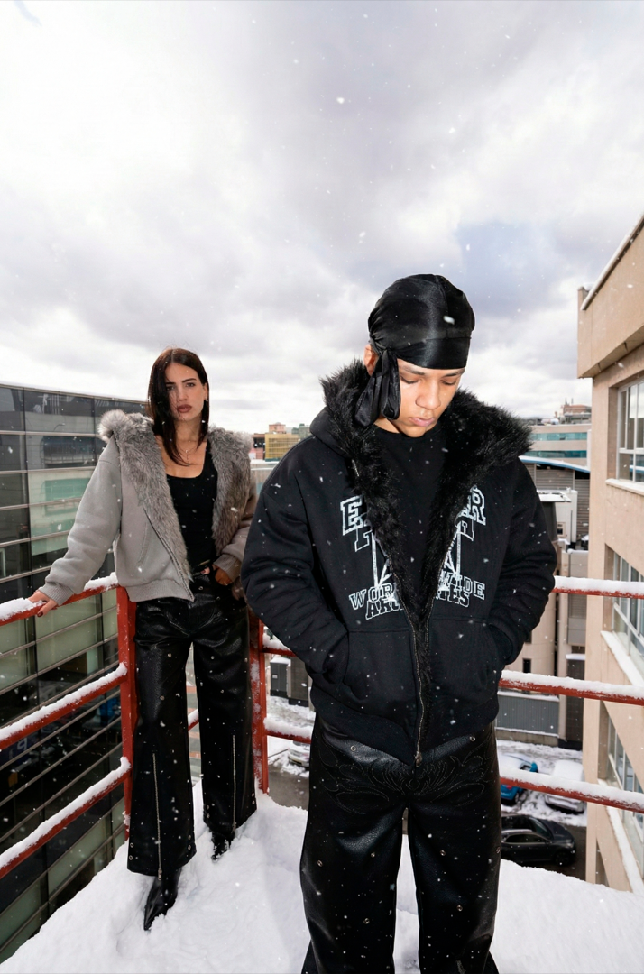 Elixir X Floriach Black Reversible Fur Hoodie