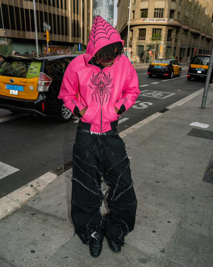 Elixir Spider Pink-Black Leather Jacket