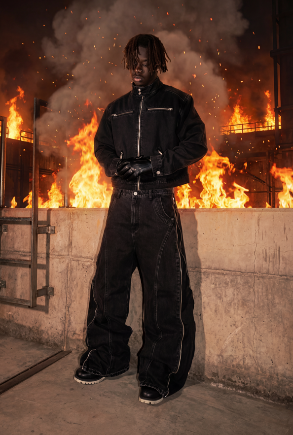 Elixir Black Winter Denim Set Jacket