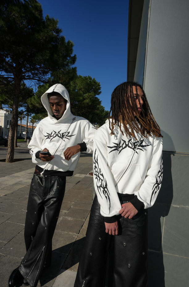 Elixir Diagonal Tribal White Zip-Up