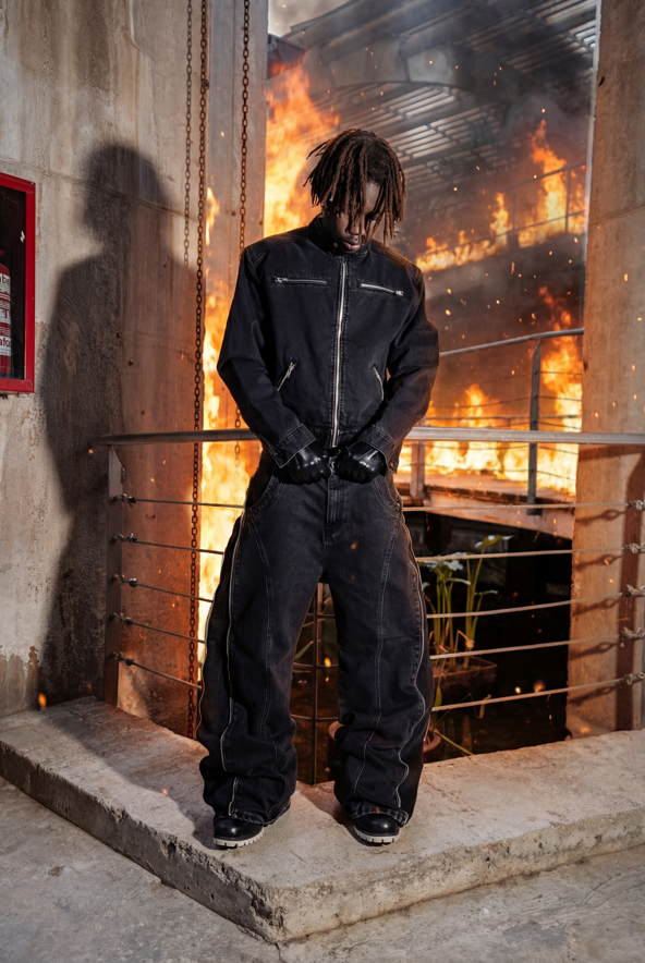 Elixir Black Winter Denim Set Jacket