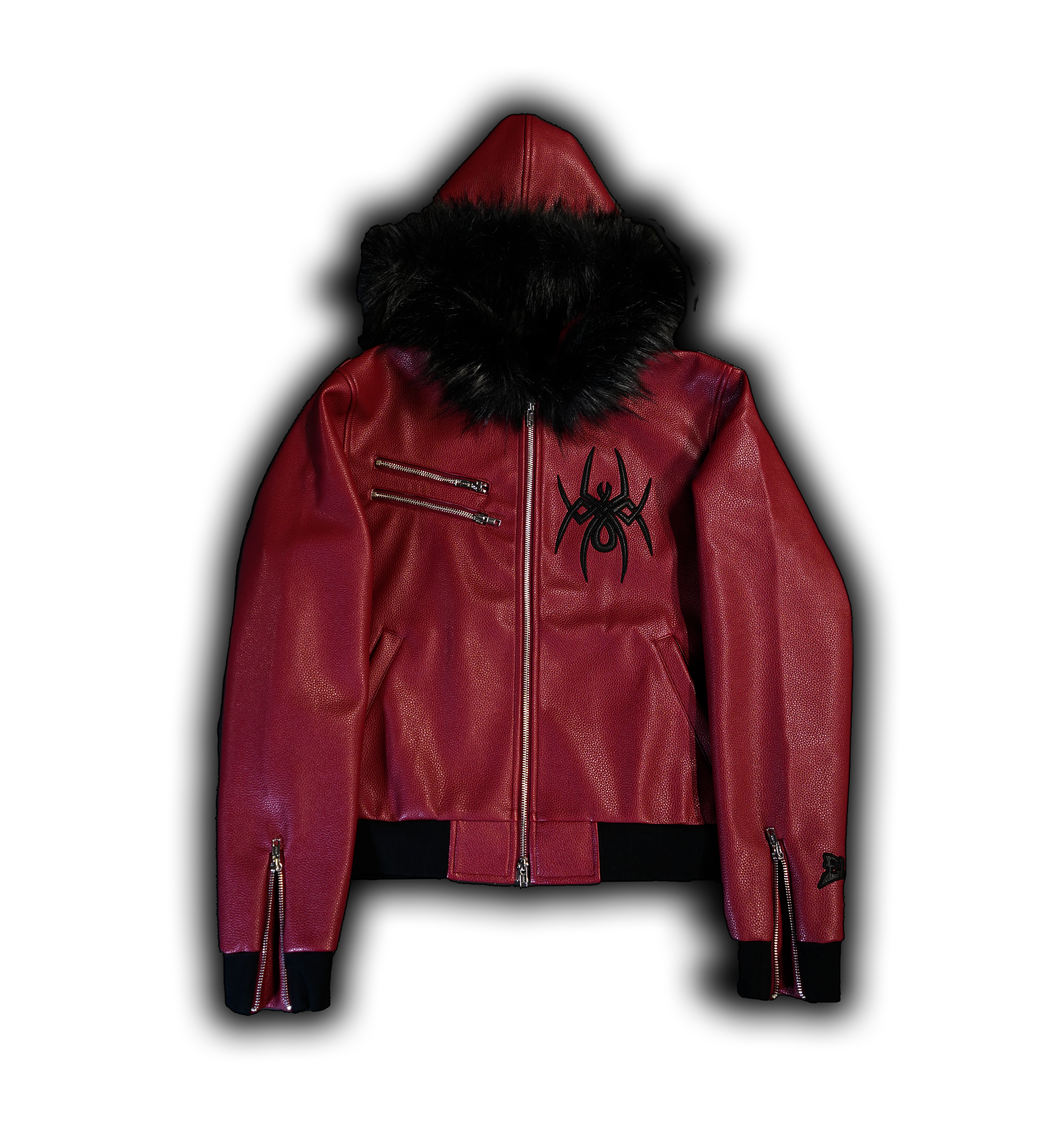 Elixir Red Leather Fur Detachable Jacket