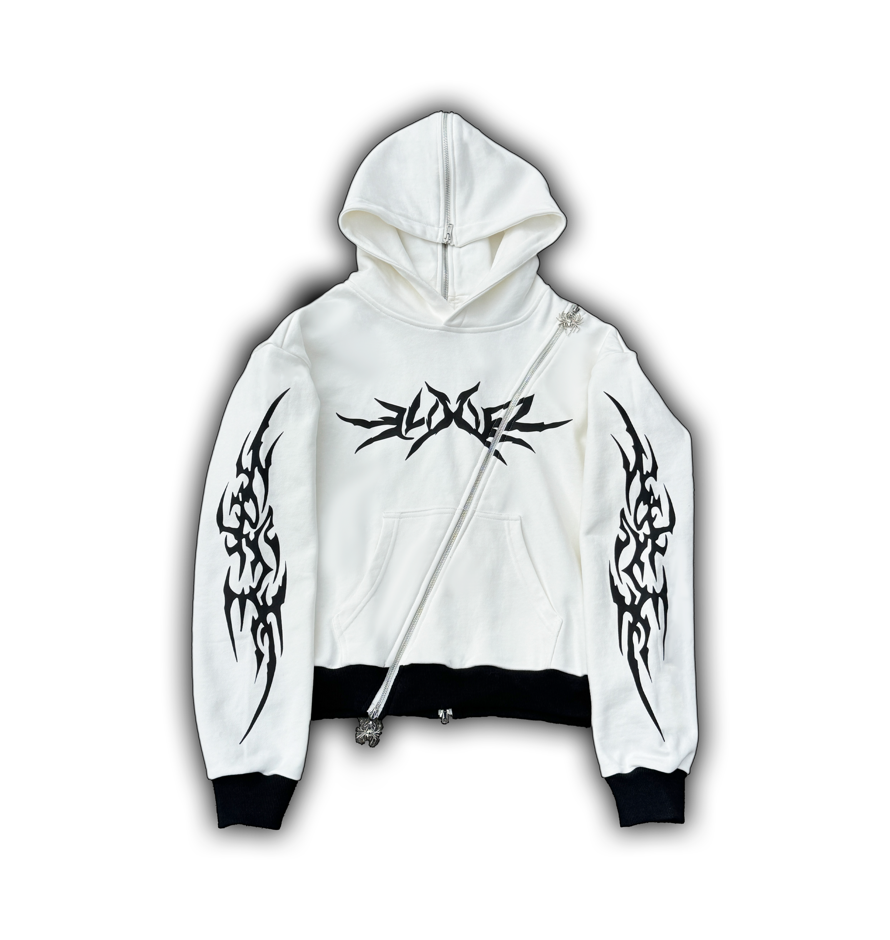 Elixir Diagonal Tribal White Zip-Up
