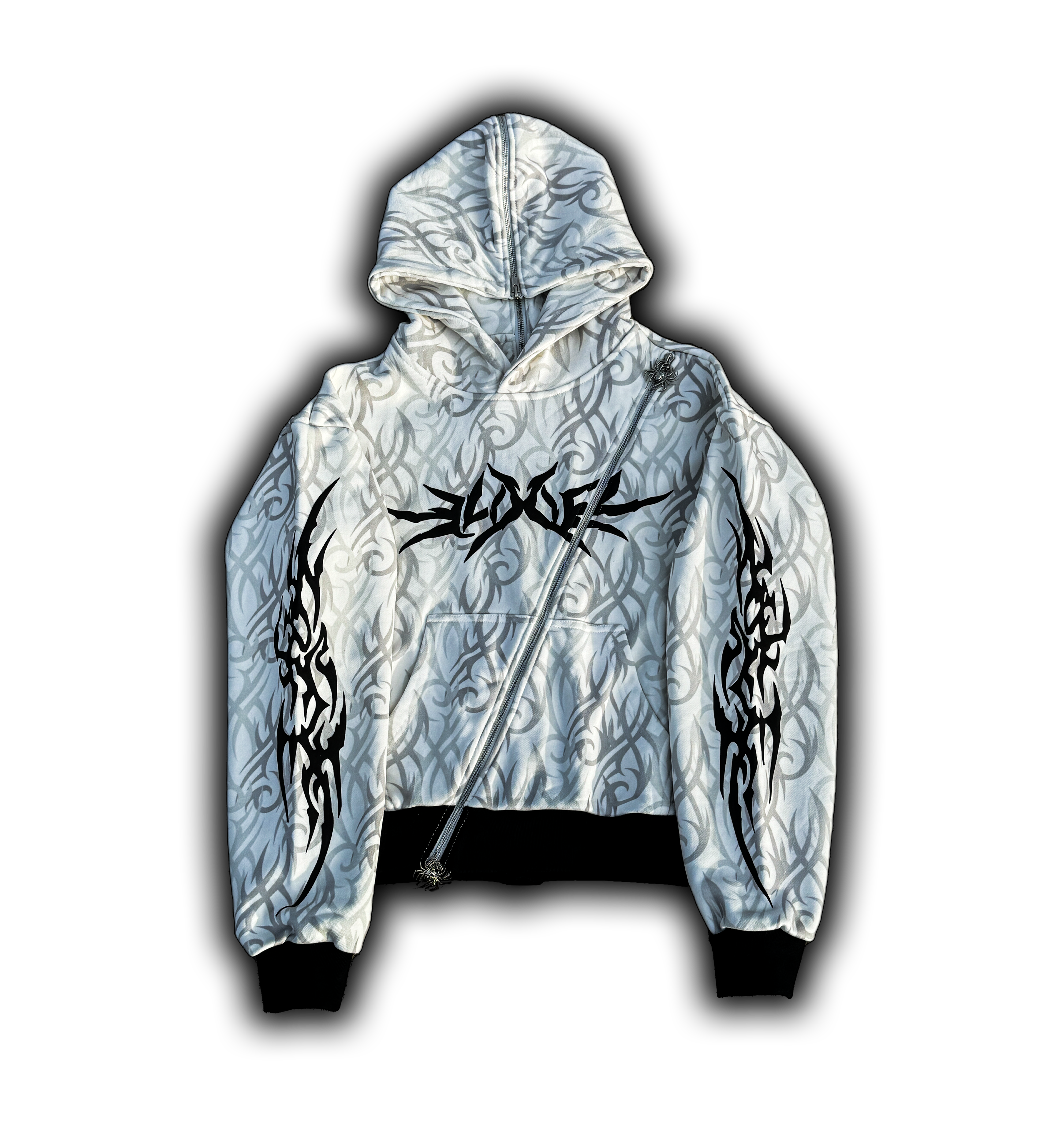 Elixir Diagonal Tribal White Zip-Up