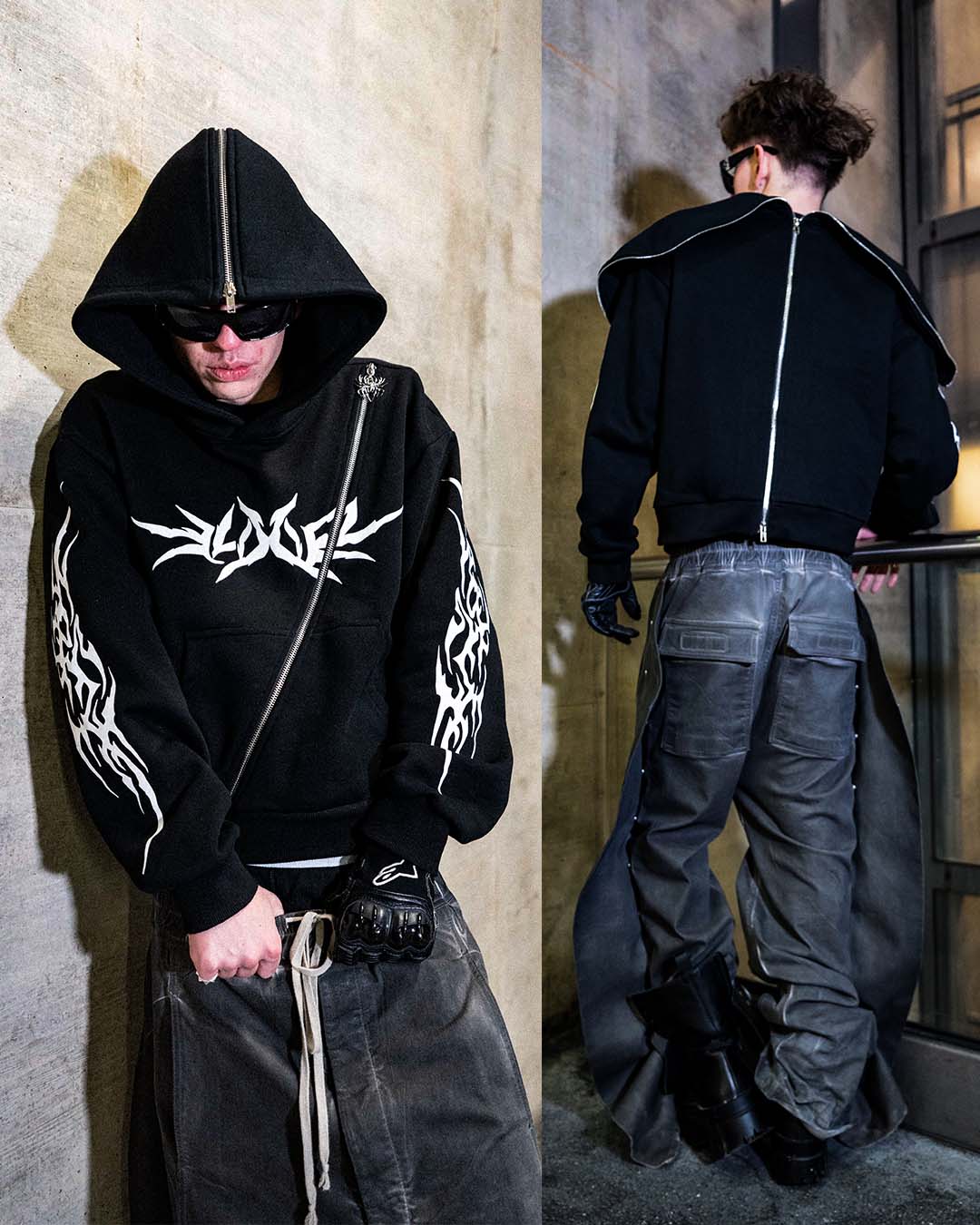 Elixir Diagonal Tribal Black Zip-Up
