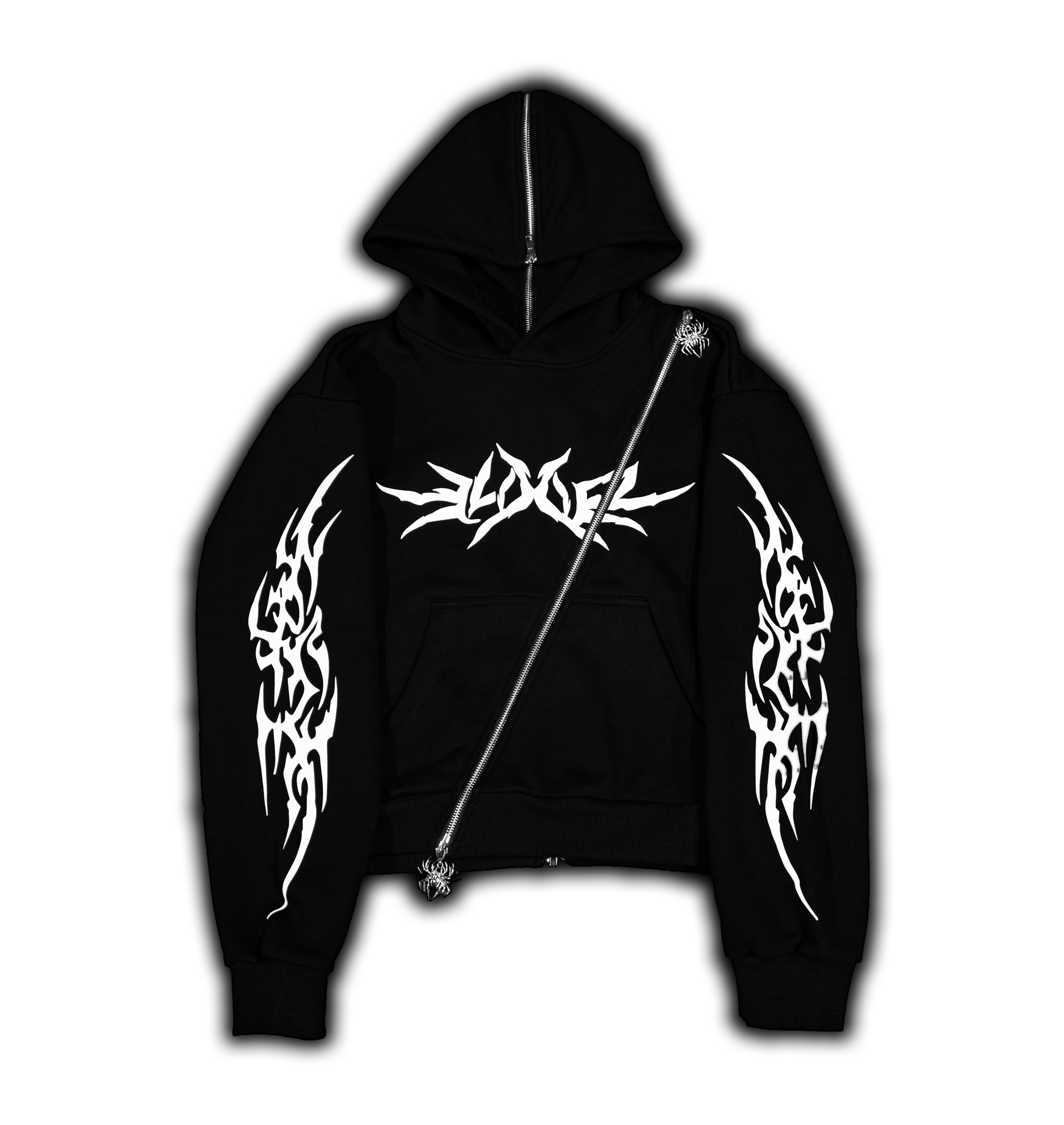 Elixir Diagonal Tribal Black Zip-Up