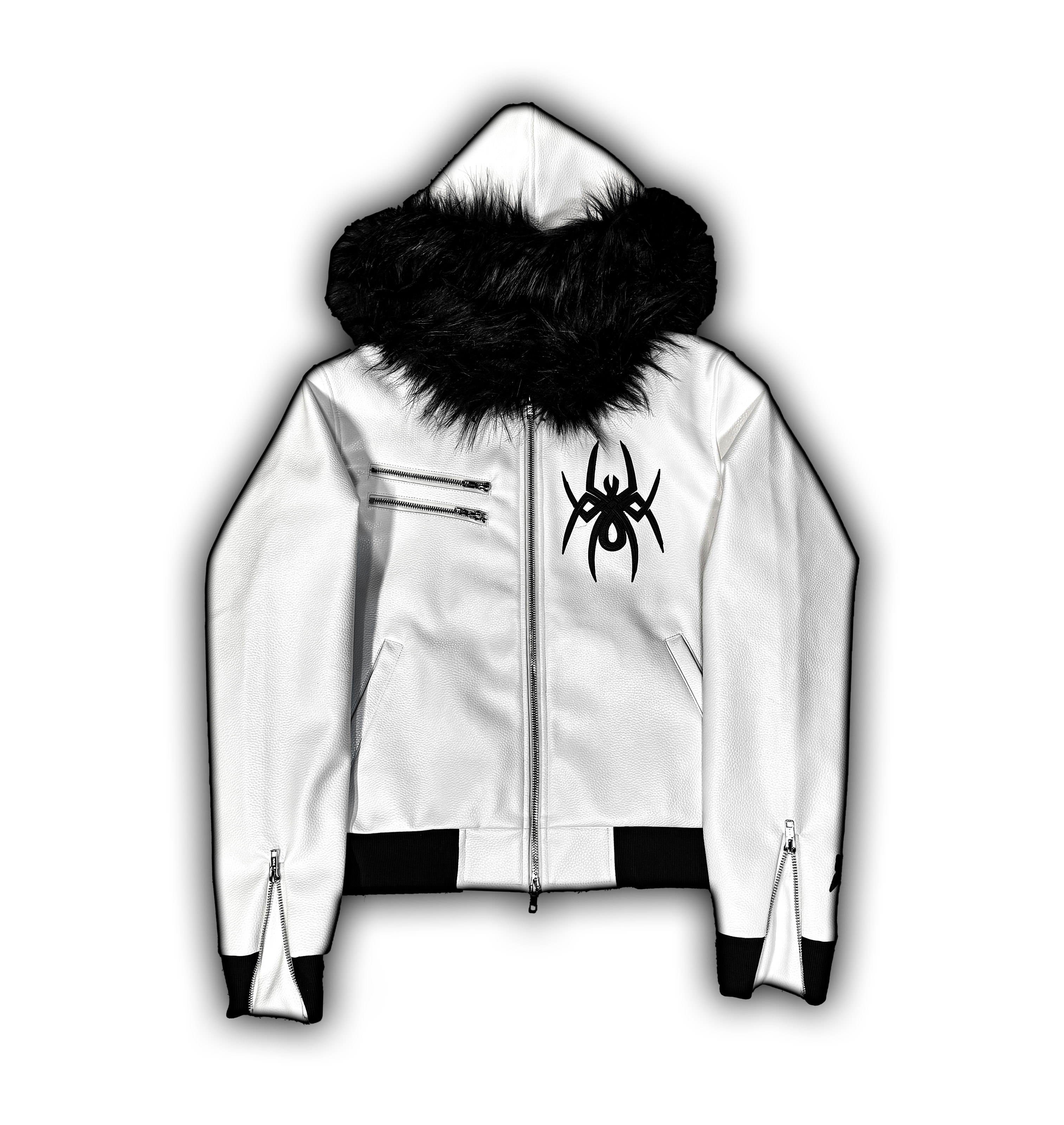 Elixir White Leather Fur Detachable Jacket