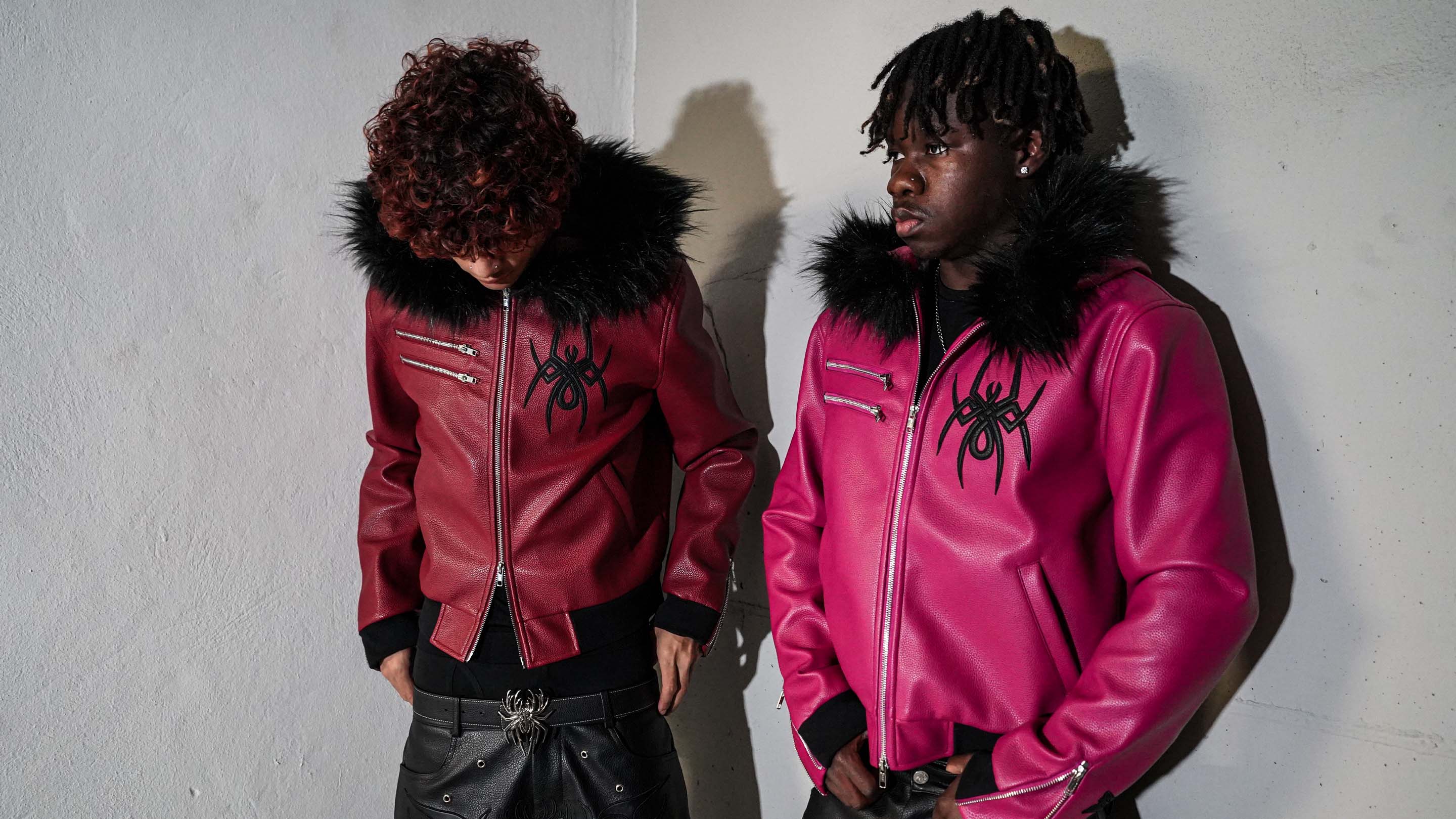 Elixir Pink Leather Fur Detachable Jacket